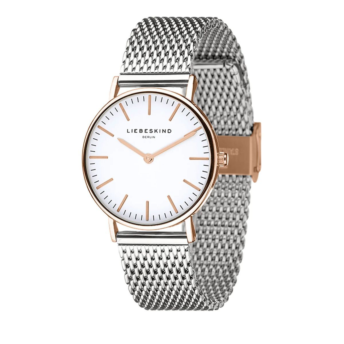 Analog-Uhr aus Edelstahl-Mesh