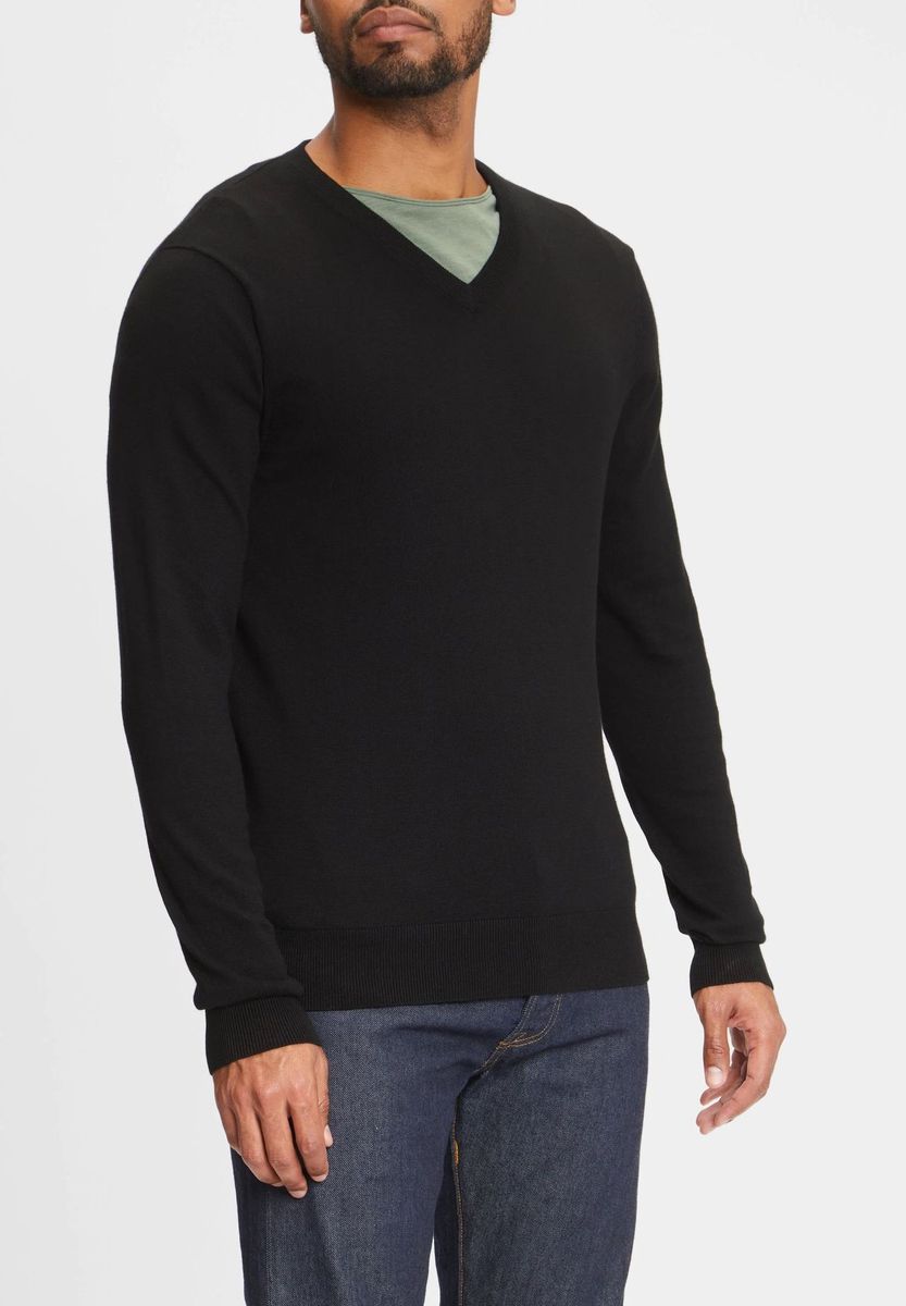 Herren Baumwoll Strickpullover mit V-Ausschnitt