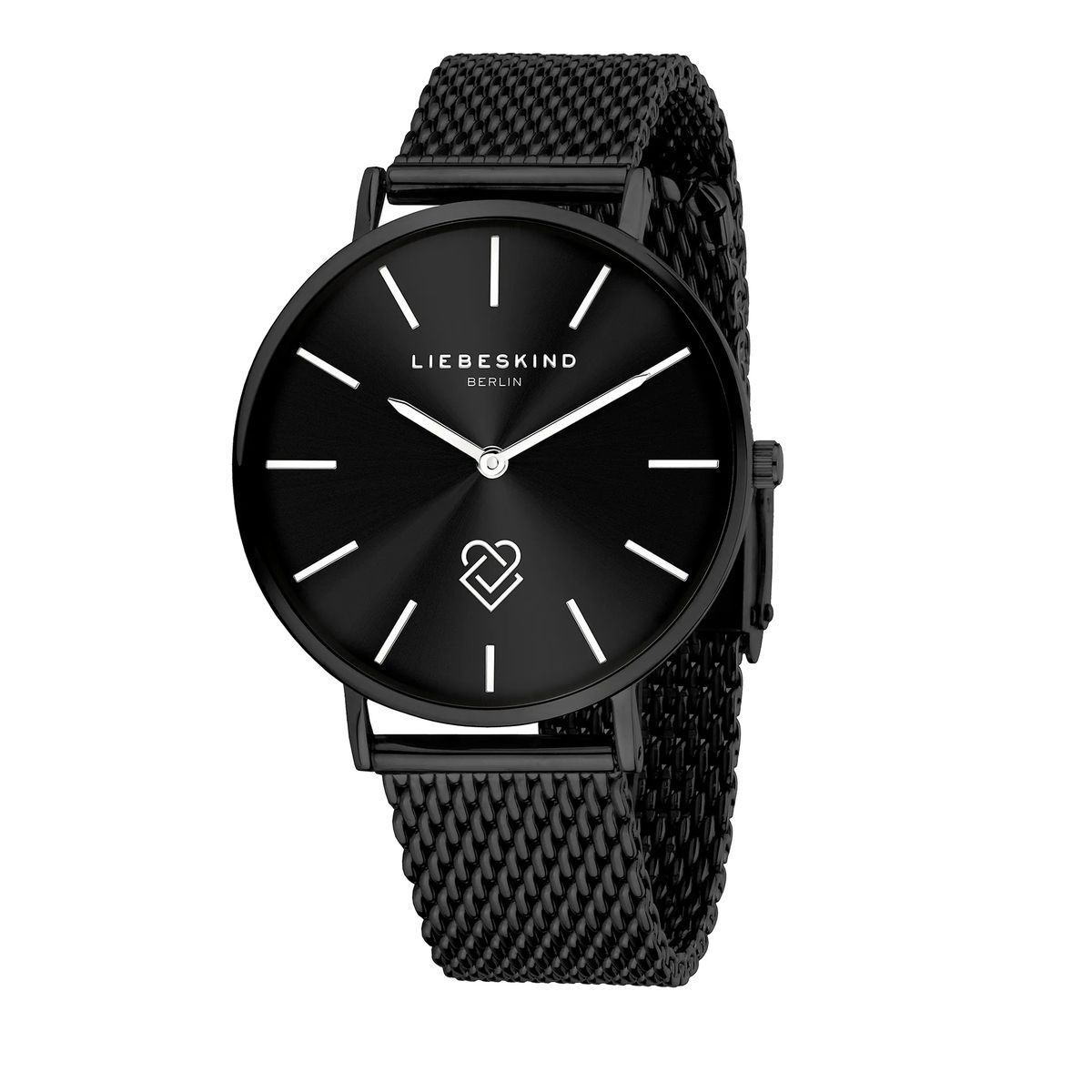 Minimalistische schwarze Mesh-Armbanduhr