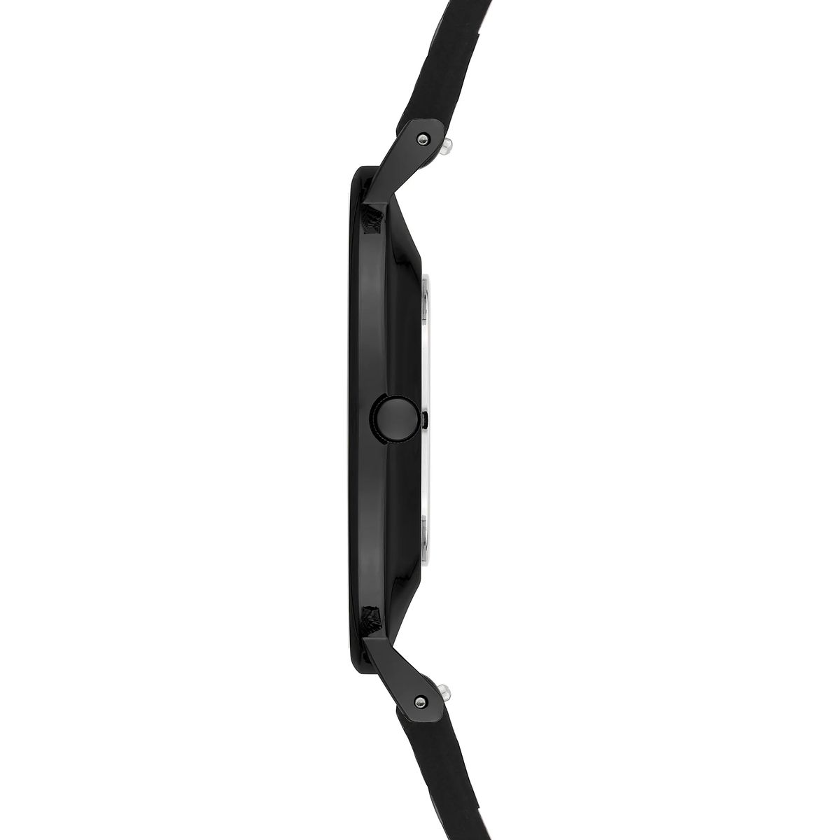 Minimalistische schwarze Armbanduhr mit Lederarmband