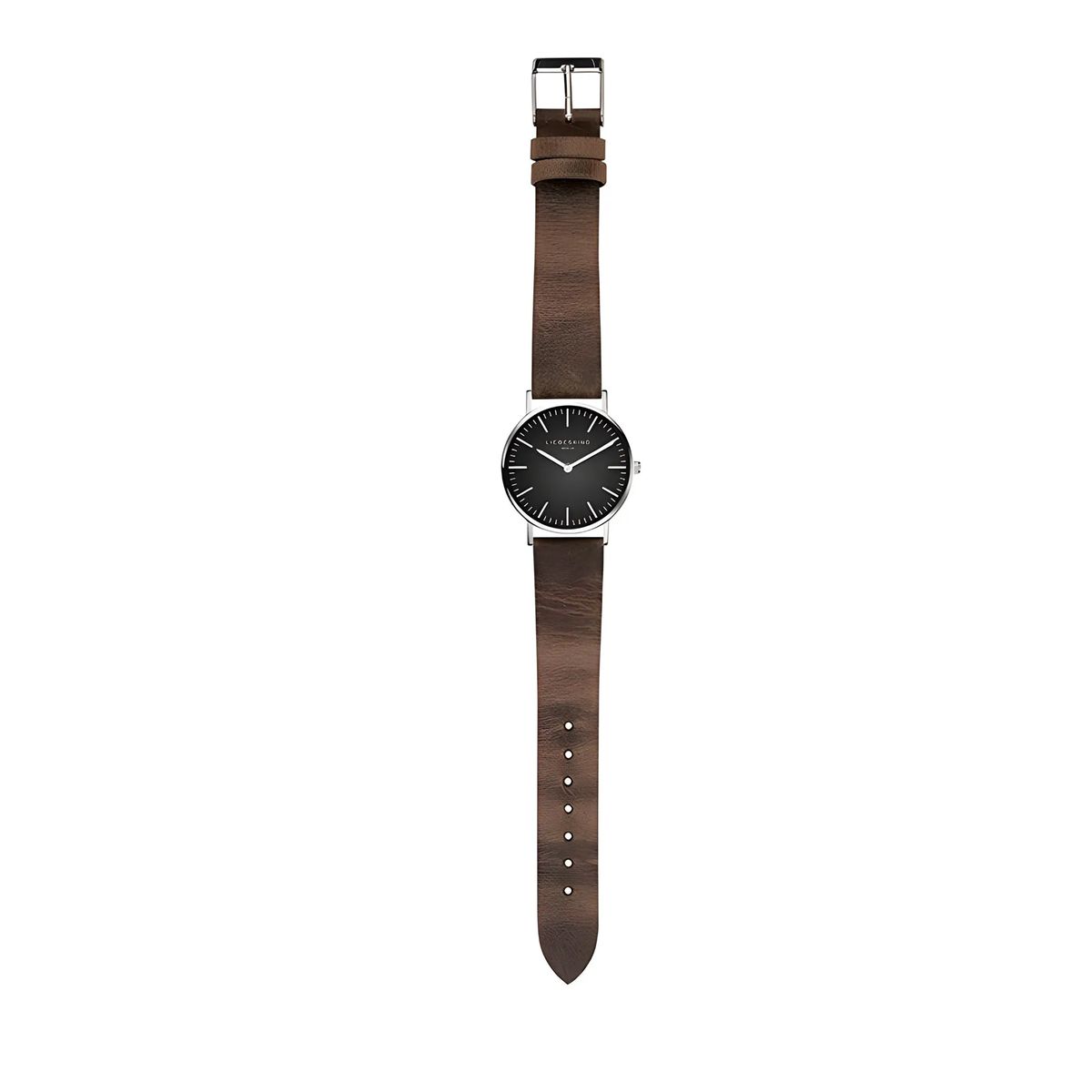 Minimalistische Uhr mit braunem Lederarmband