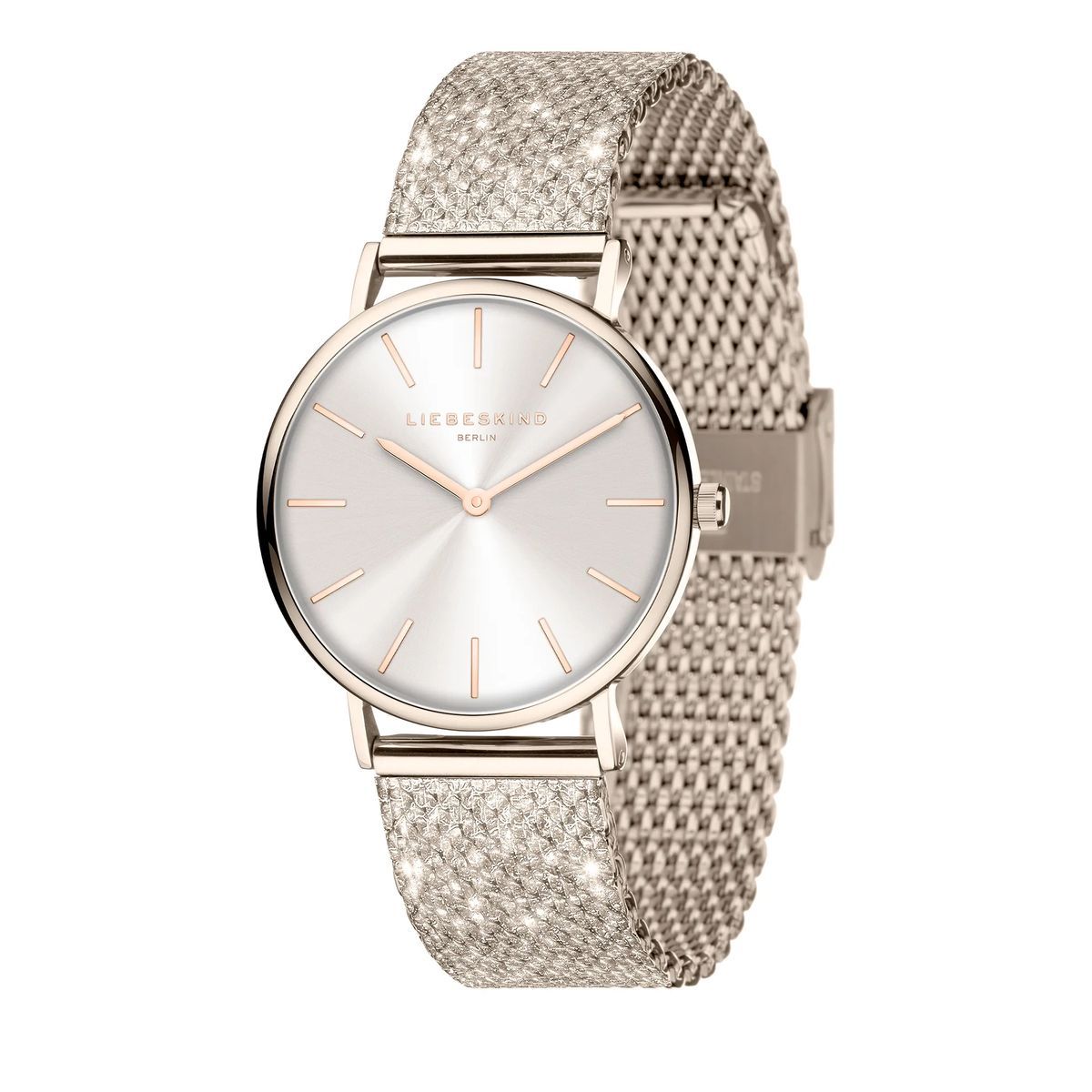 Damen Glitzer Mesh Quarz Uhr