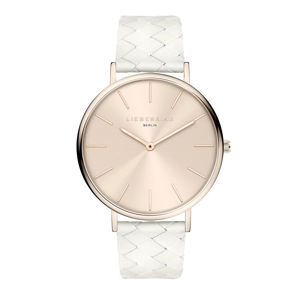 Minimalistische Roségolduhr mit Weißem Armband