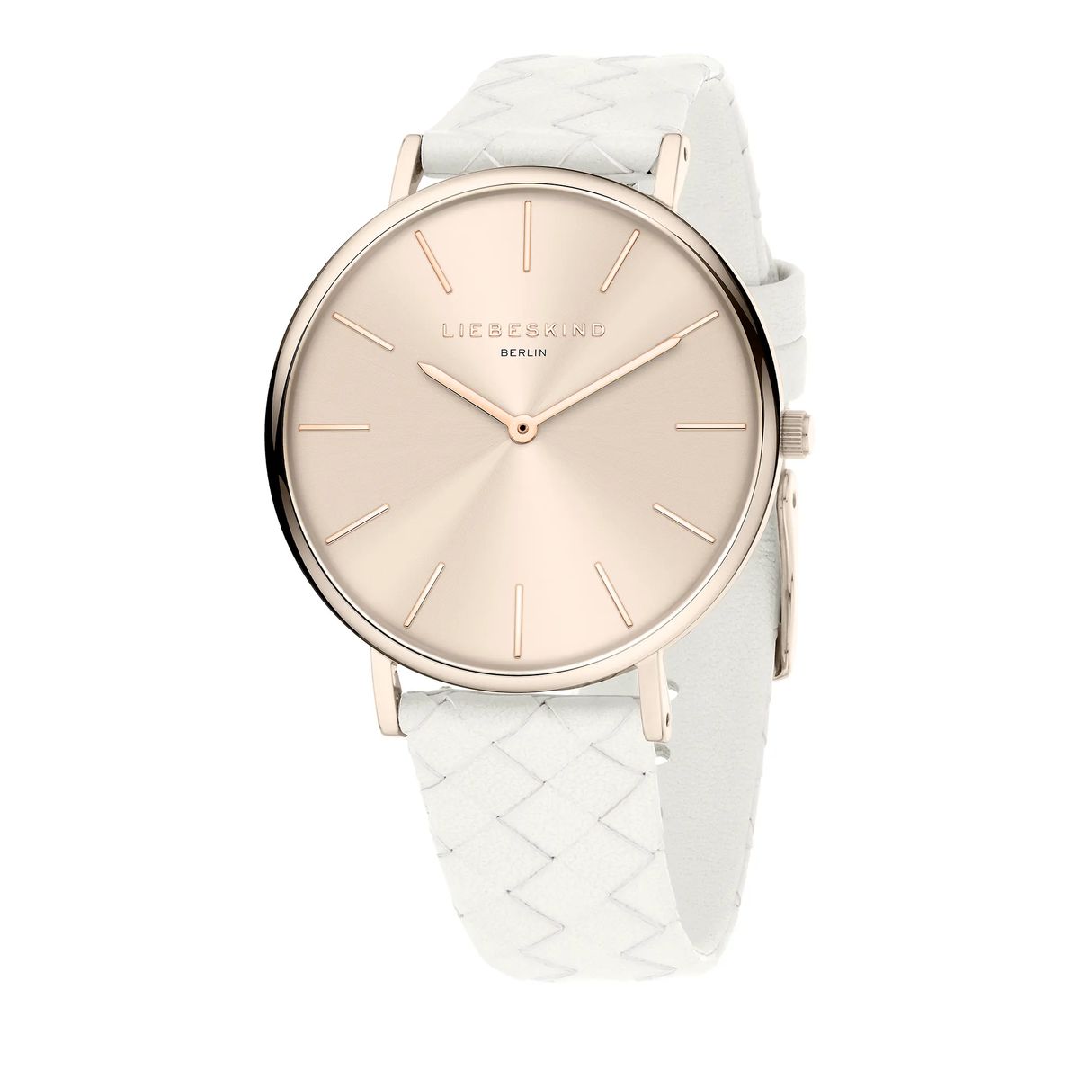 Minimalistische Roségolduhr mit Weißem Armband