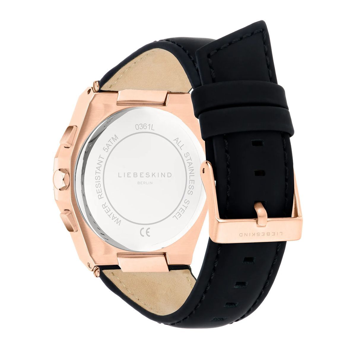Achteckige Roségold-Chronographenuhr