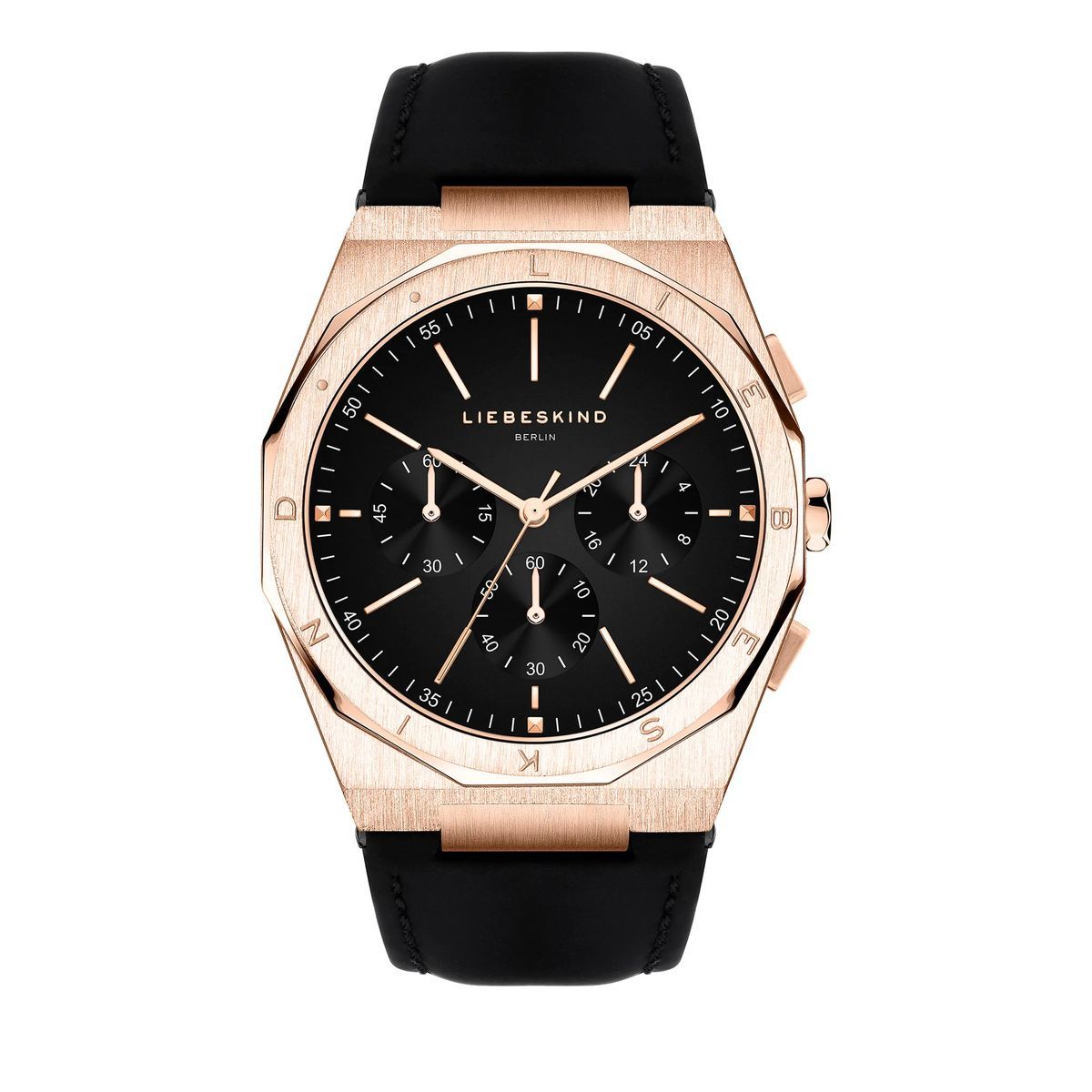 Achteckige Roségold-Chronographenuhr