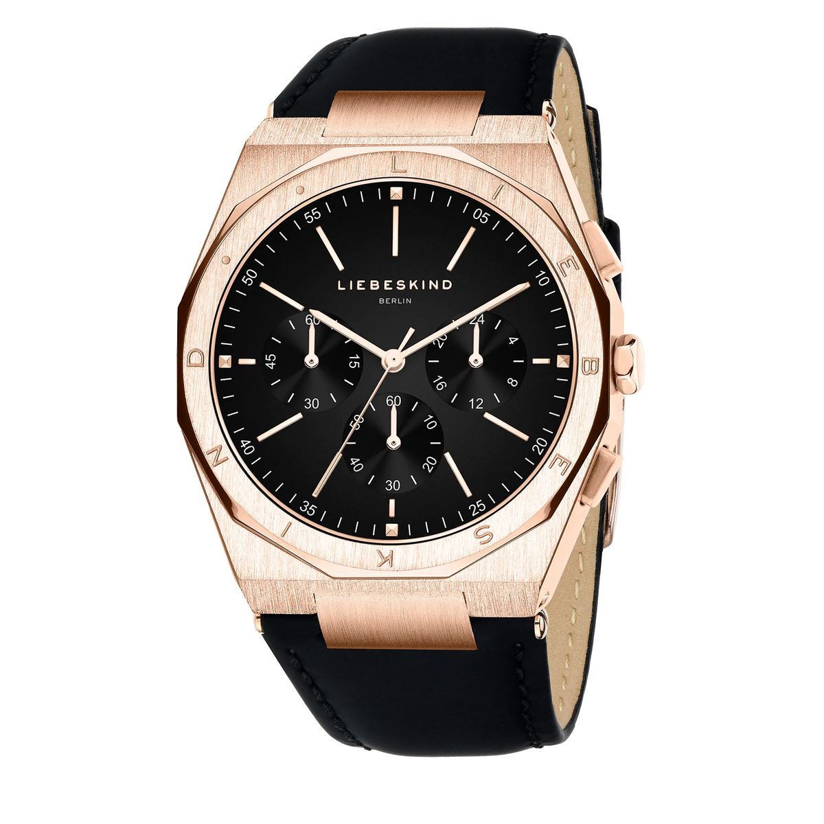 Achteckige Roségold-Chronographenuhr