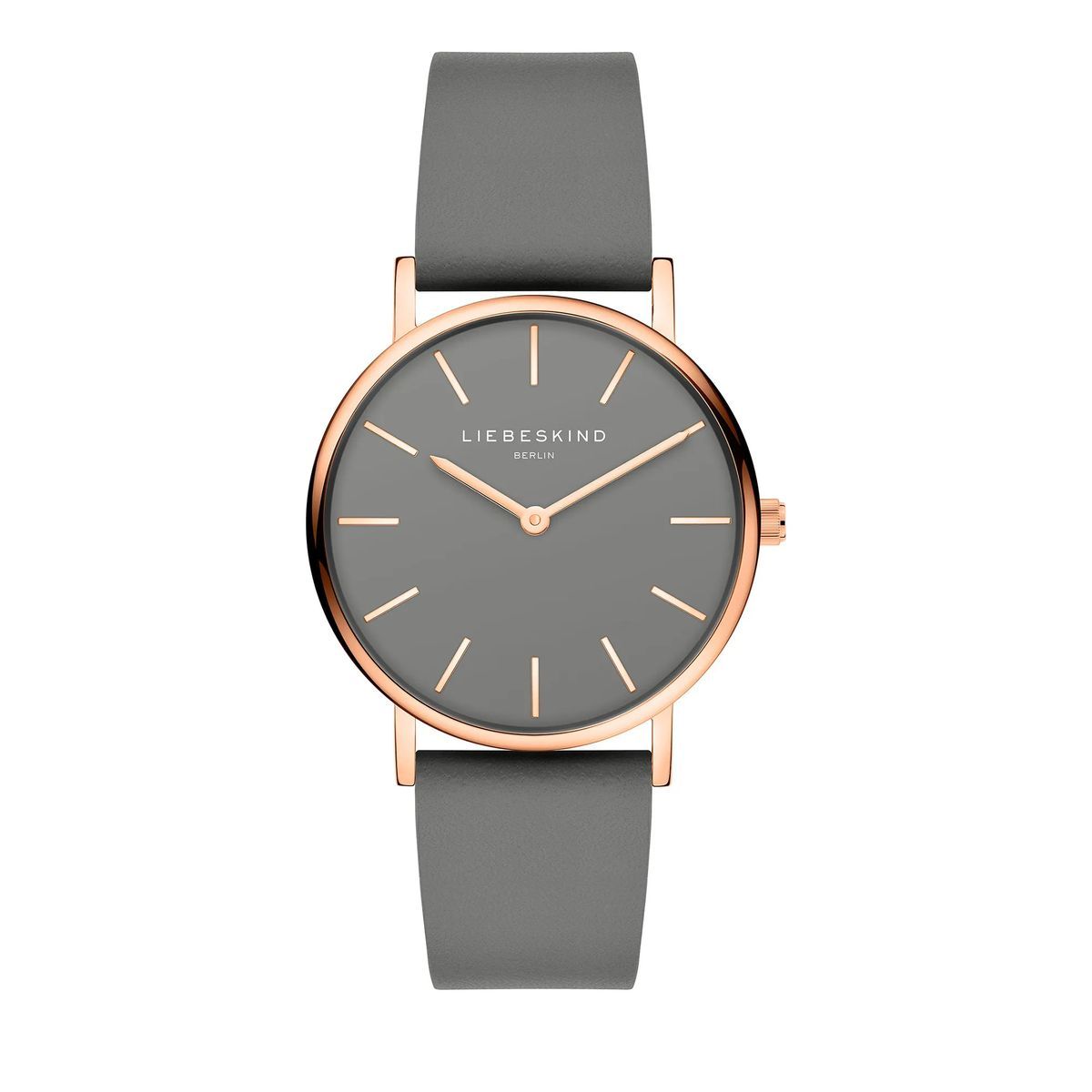 Minimalistische graue Leder Damenuhr