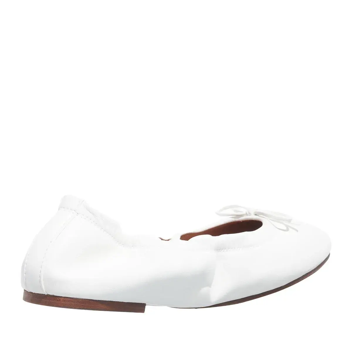 Weiße Ballerinas aus Leder mit Schleife