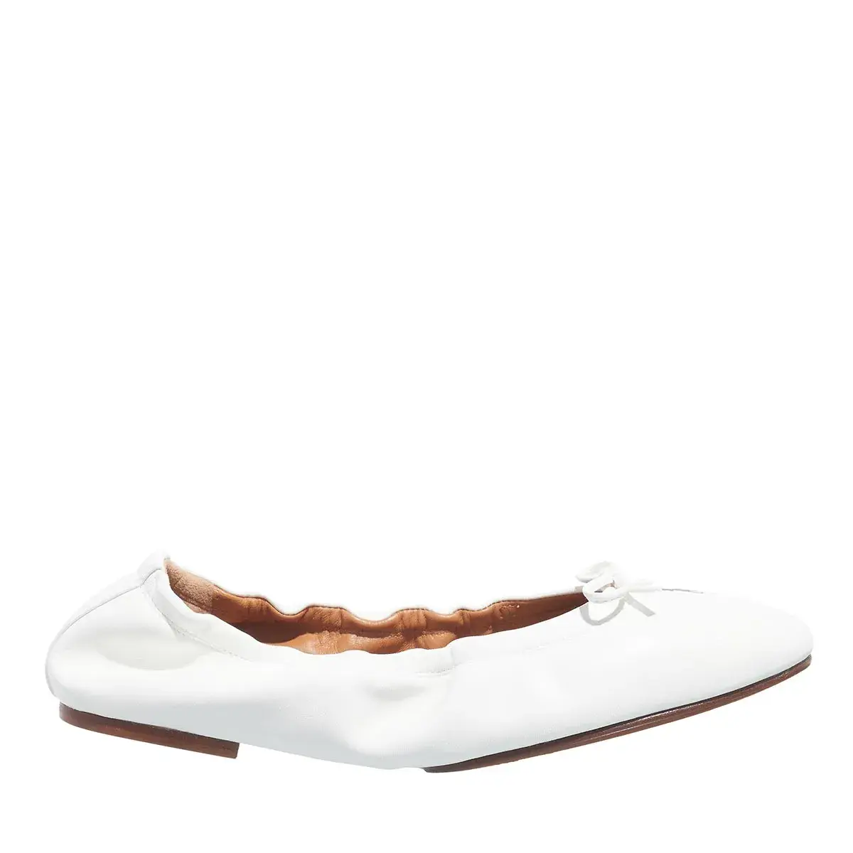 Weiße Ballerinas aus Leder mit Schleife