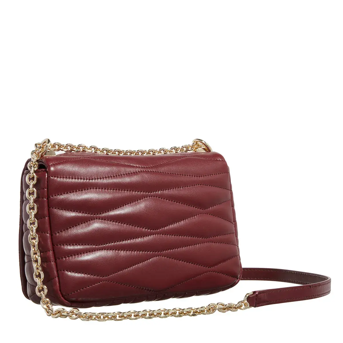 Gesteppte Leder-Umhängetasche mit Kette
