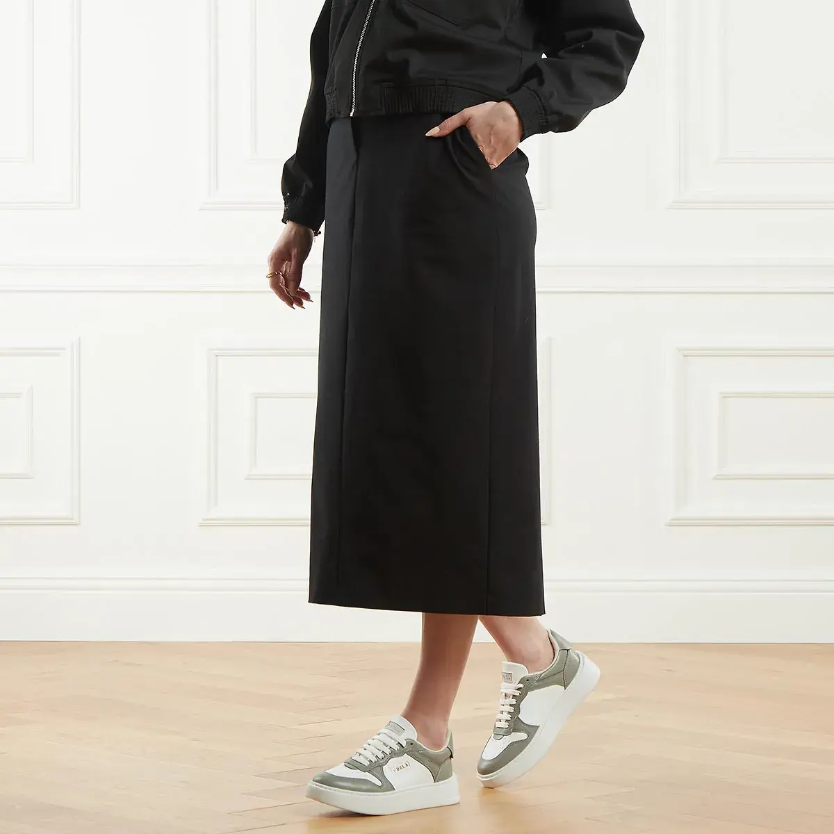 Zweifarbige Leder-Sneakers