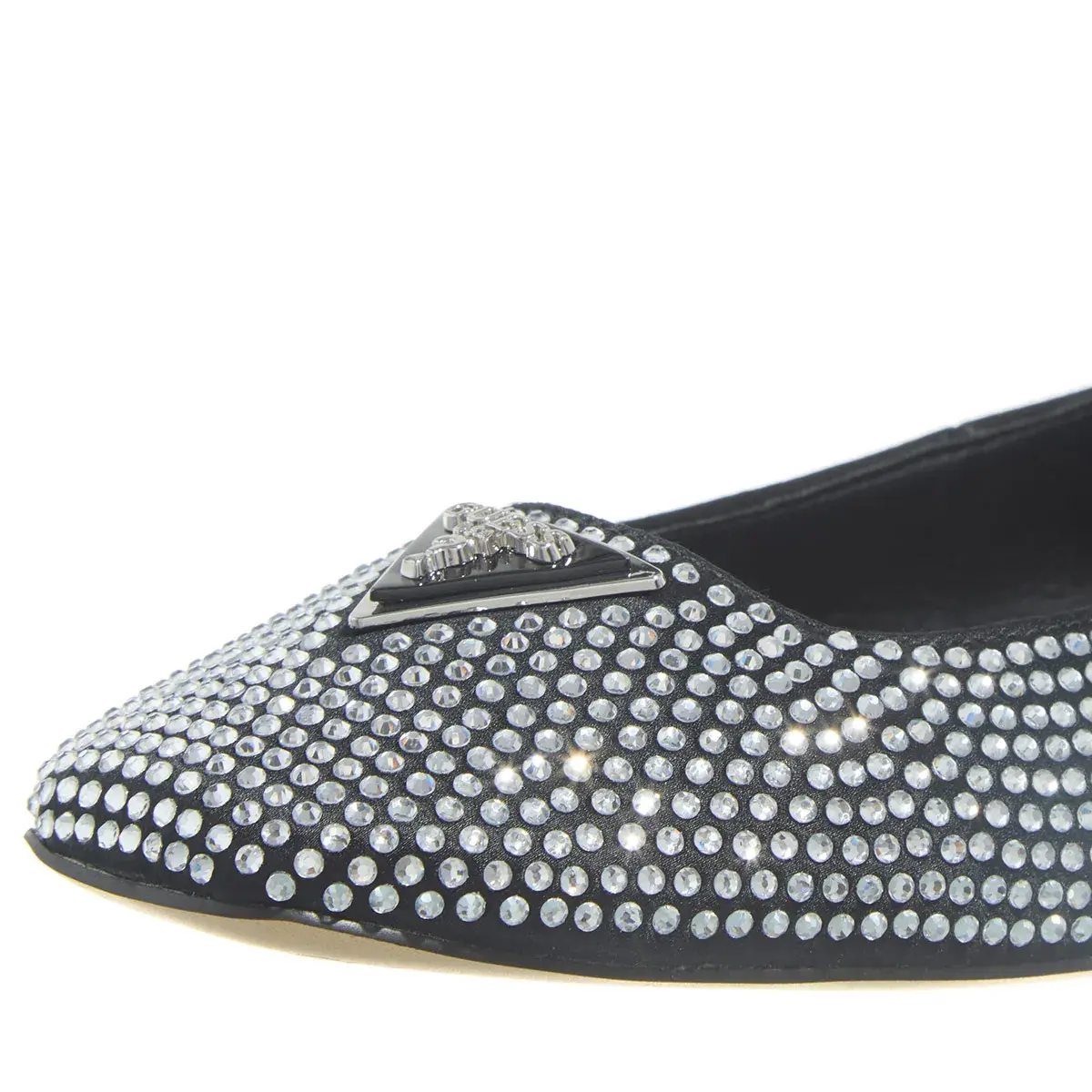 Kristallverzierte Ballerinas mit Knöchelriemen