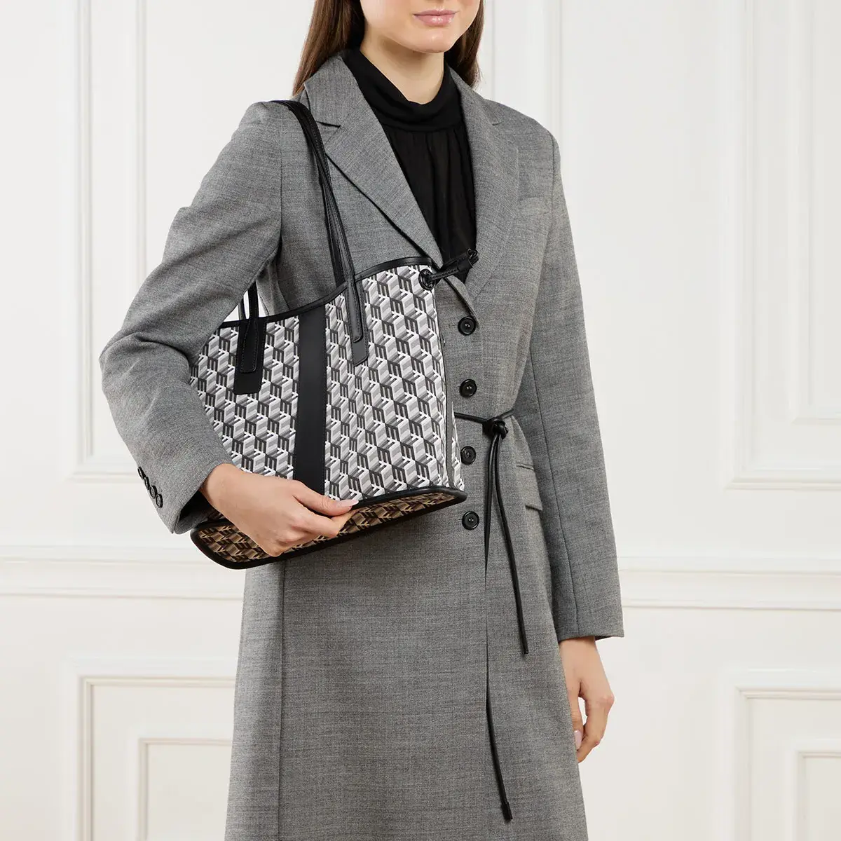Kleine Monogramm Shopper Tote aus Leder