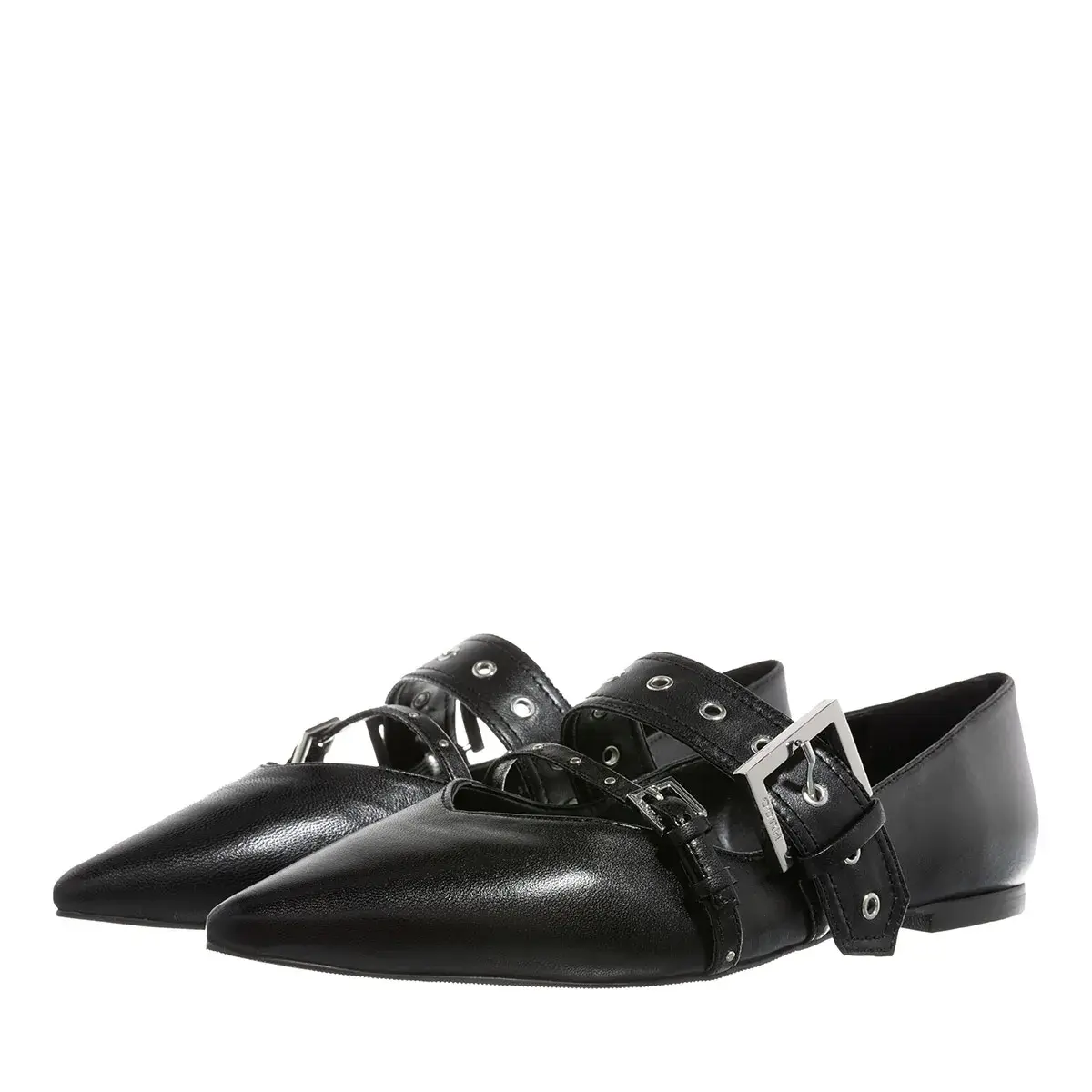 Ballerinas aus Leder mit spitzer Schnalle