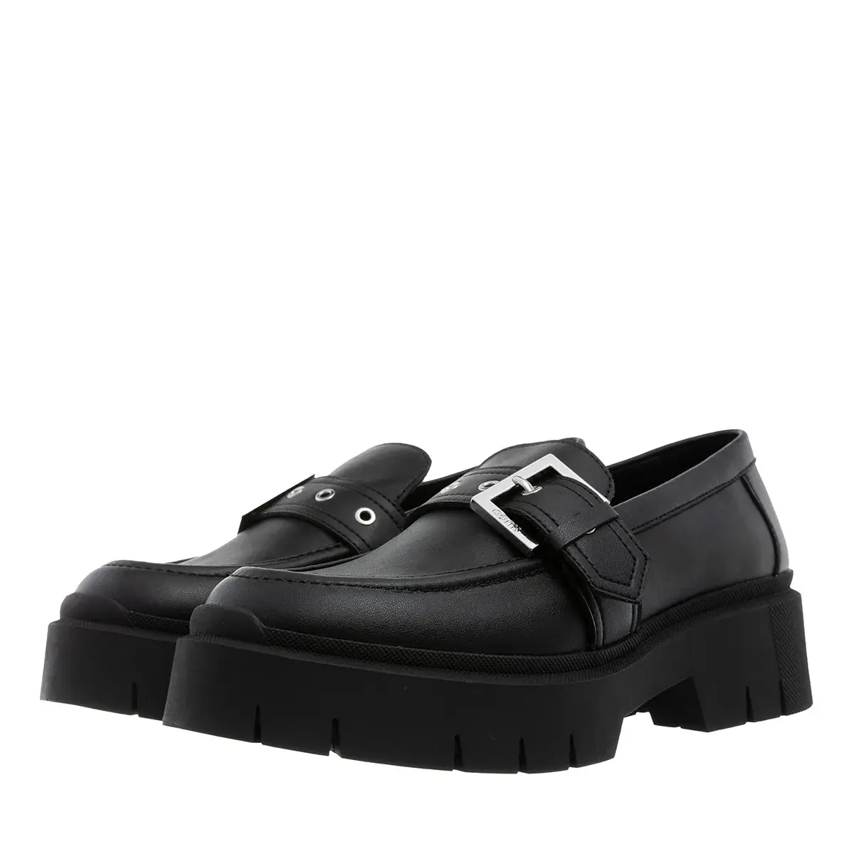 Klobiger Plateau-Loafer mit Schnalle