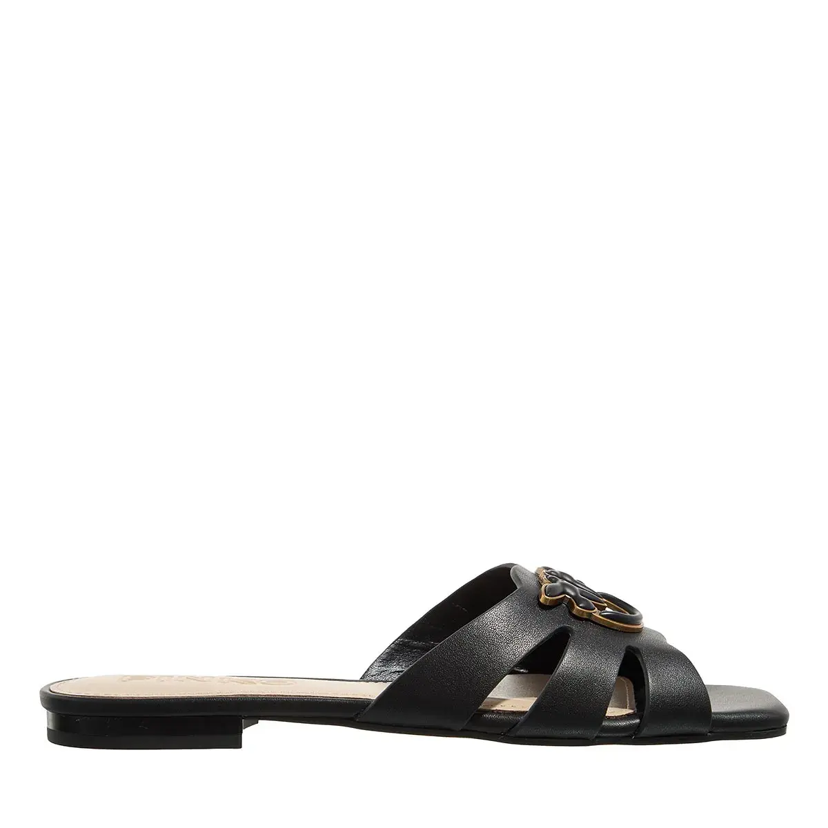 Schwarze Leder-Sandalen mit Logo