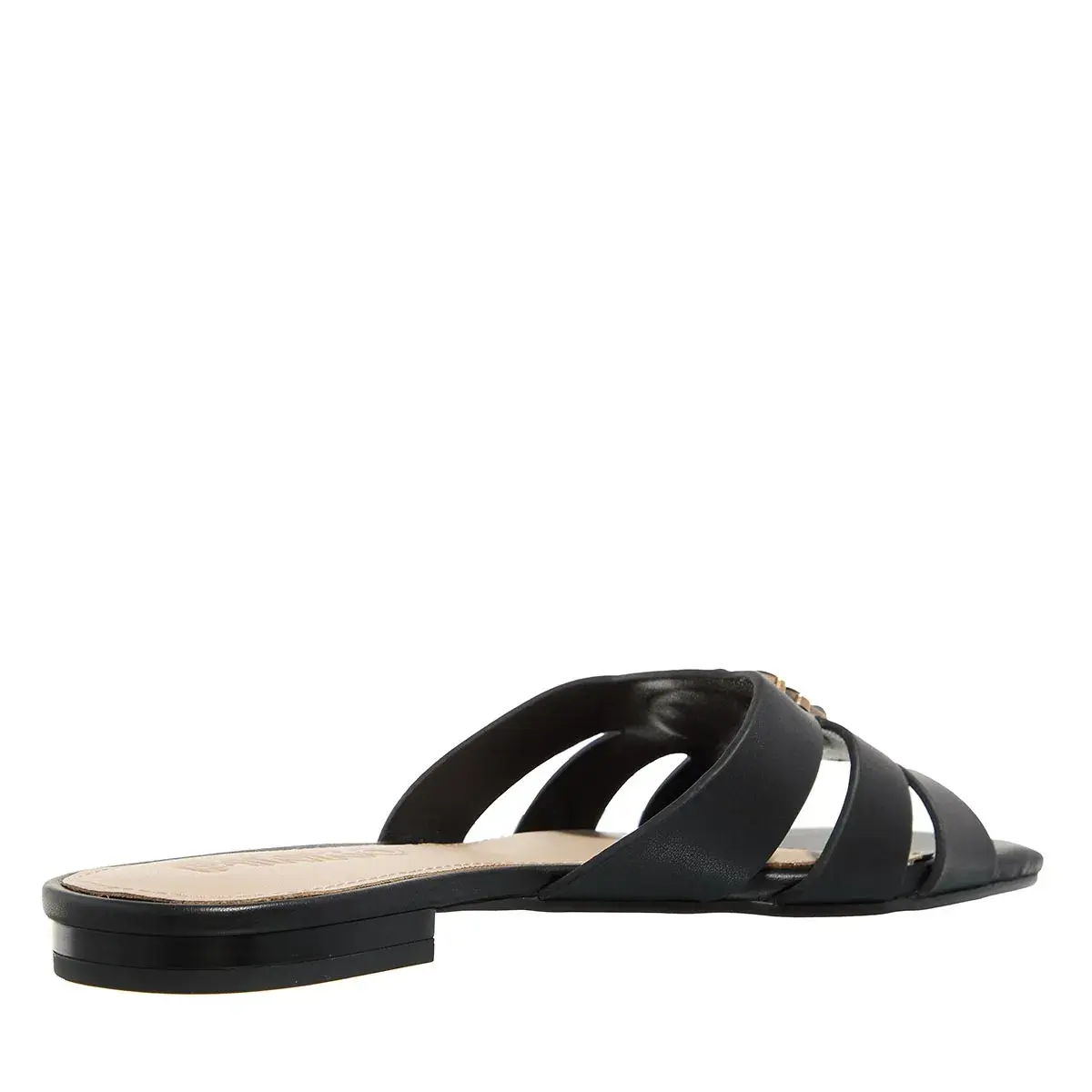 Schwarze Leder-Sandalen mit Logo