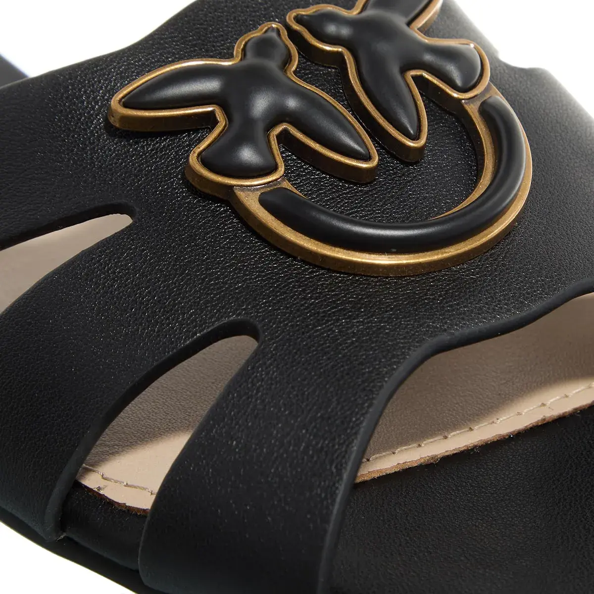 Schwarze Leder-Sandalen mit Logo