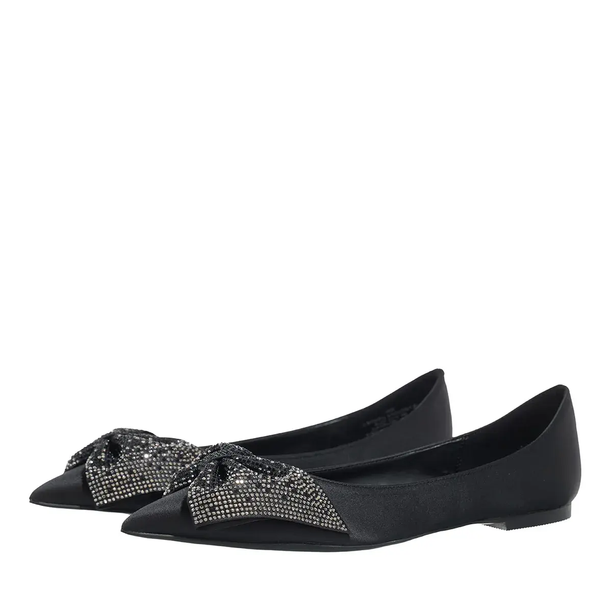 Elegante schwarze Ballerinas mit Strassschleife