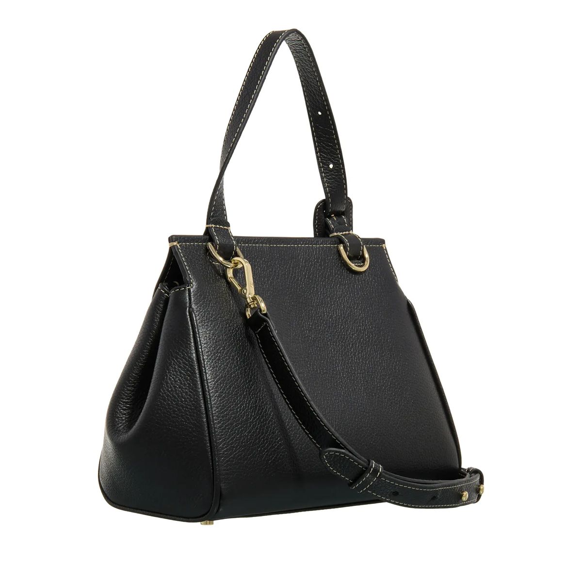 Strukturierte Handtasche mit Ledergriff