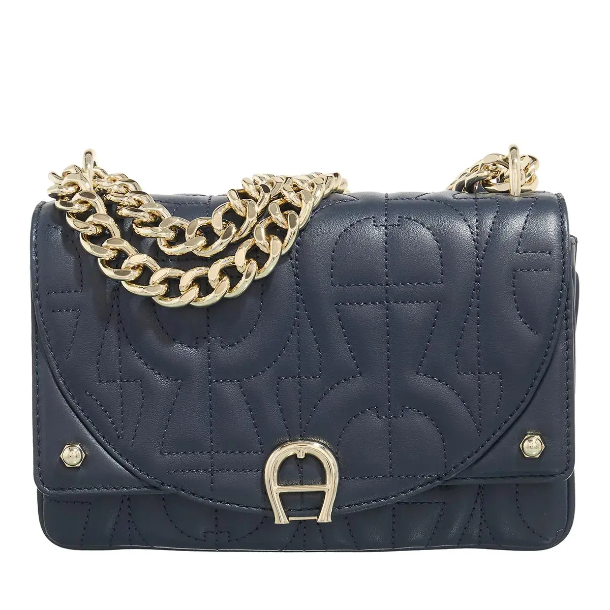 Gesteppte Ledertasche mit Kette