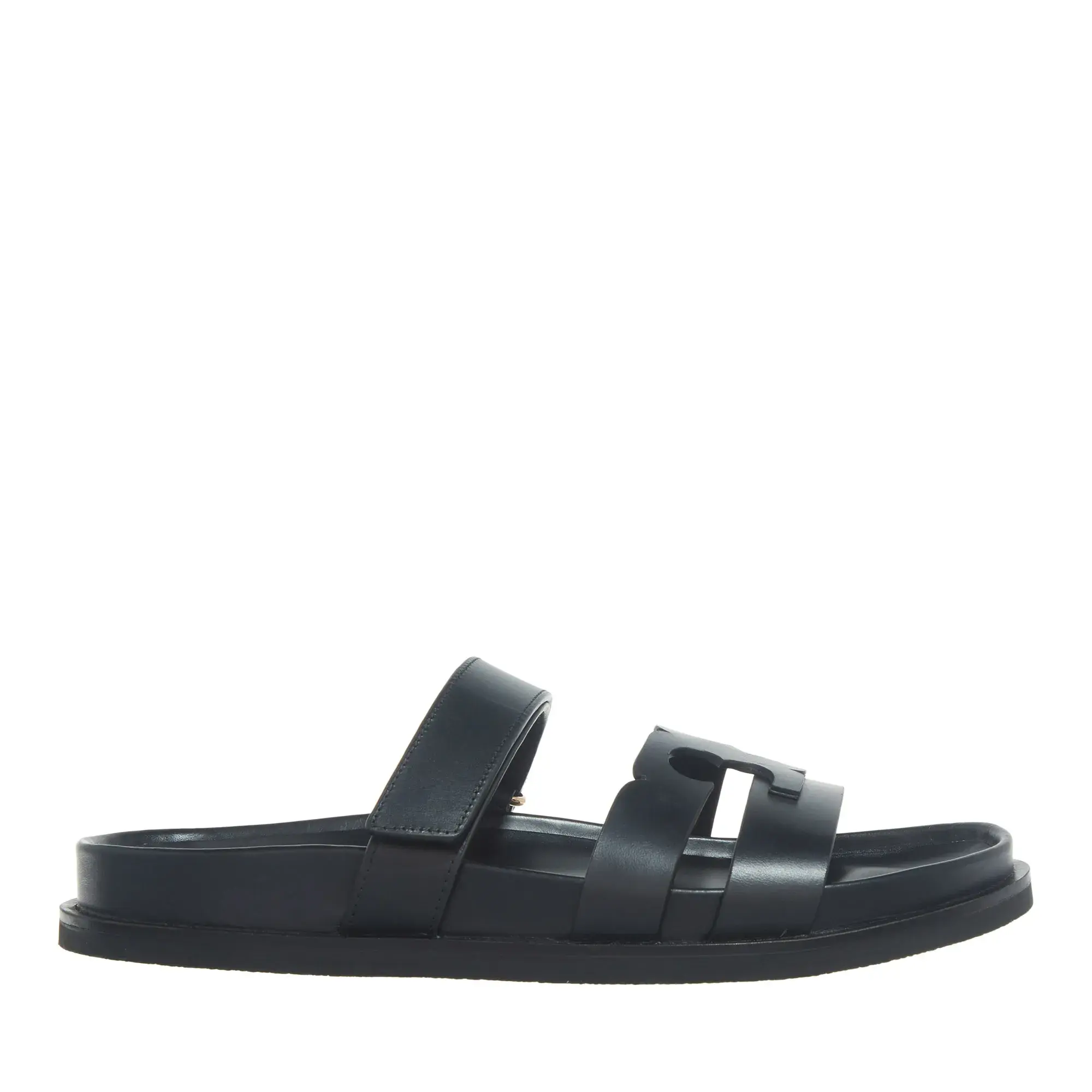 Sportliche Leder-Pantolette mit Logo