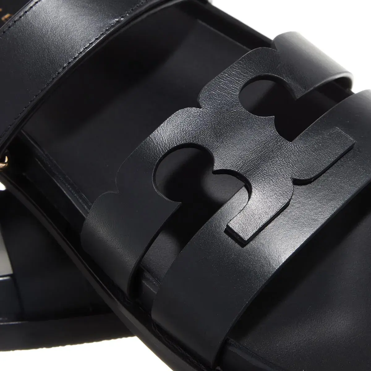 Sportliche Leder-Pantolette mit Logo