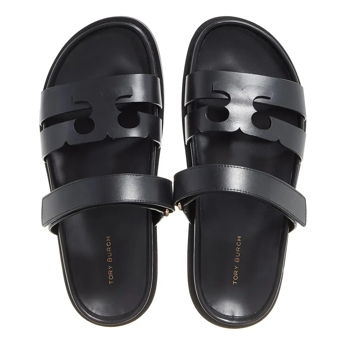 Sportliche Leder-Pantolette mit Logo
