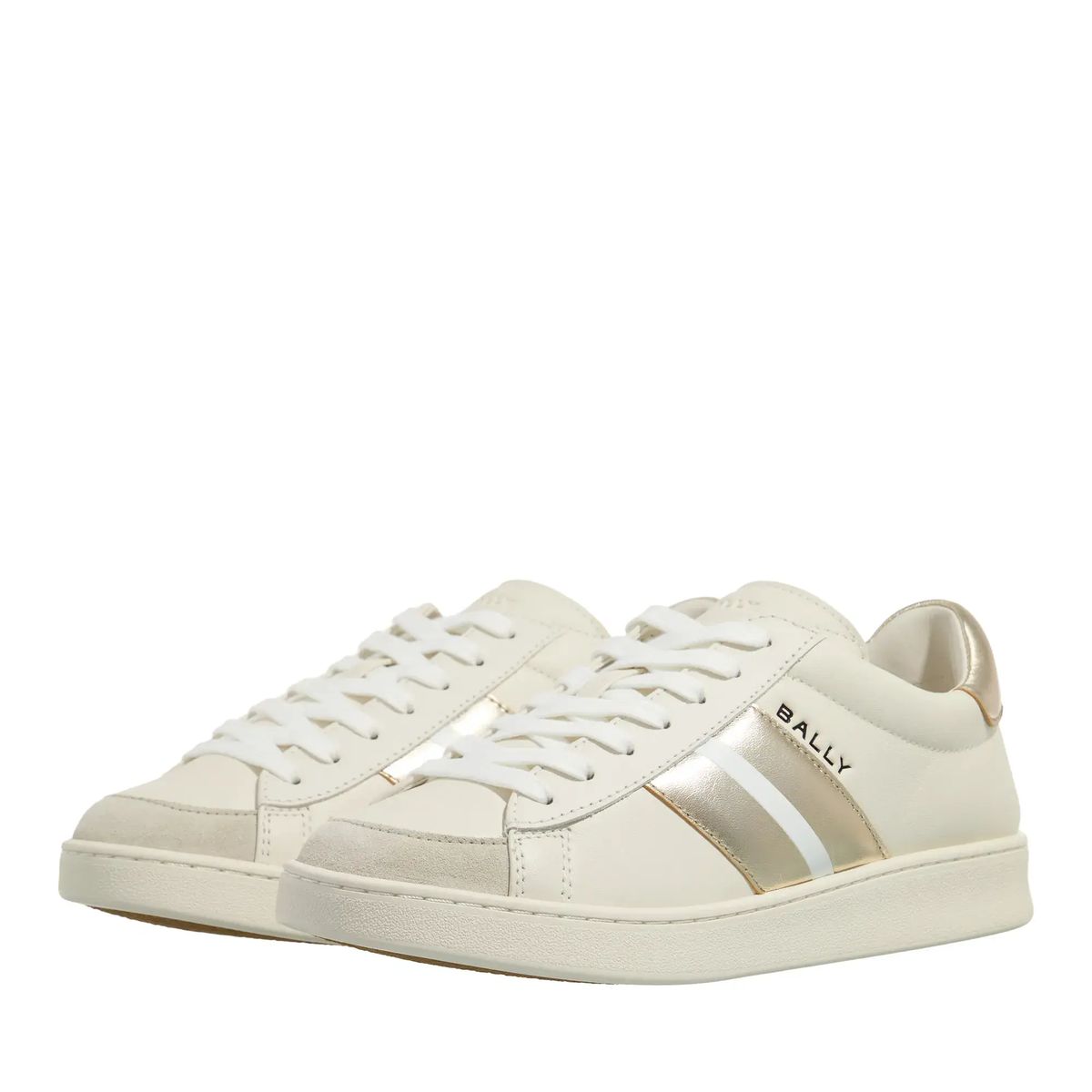 Cremefarbener Leder Low-Top Sneaker