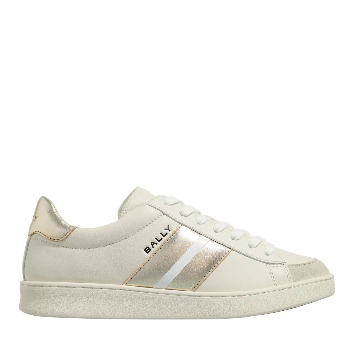 Cremefarbener Leder Low-Top Sneaker