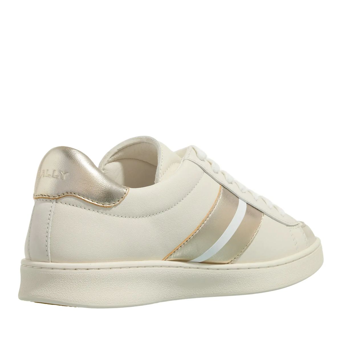 Cremefarbener Leder Low-Top Sneaker