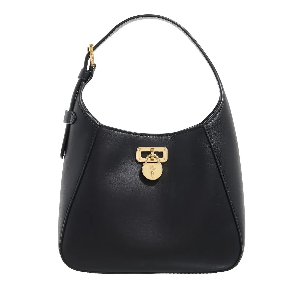 Schwarze Leder Hobo Tasche mit Schloss