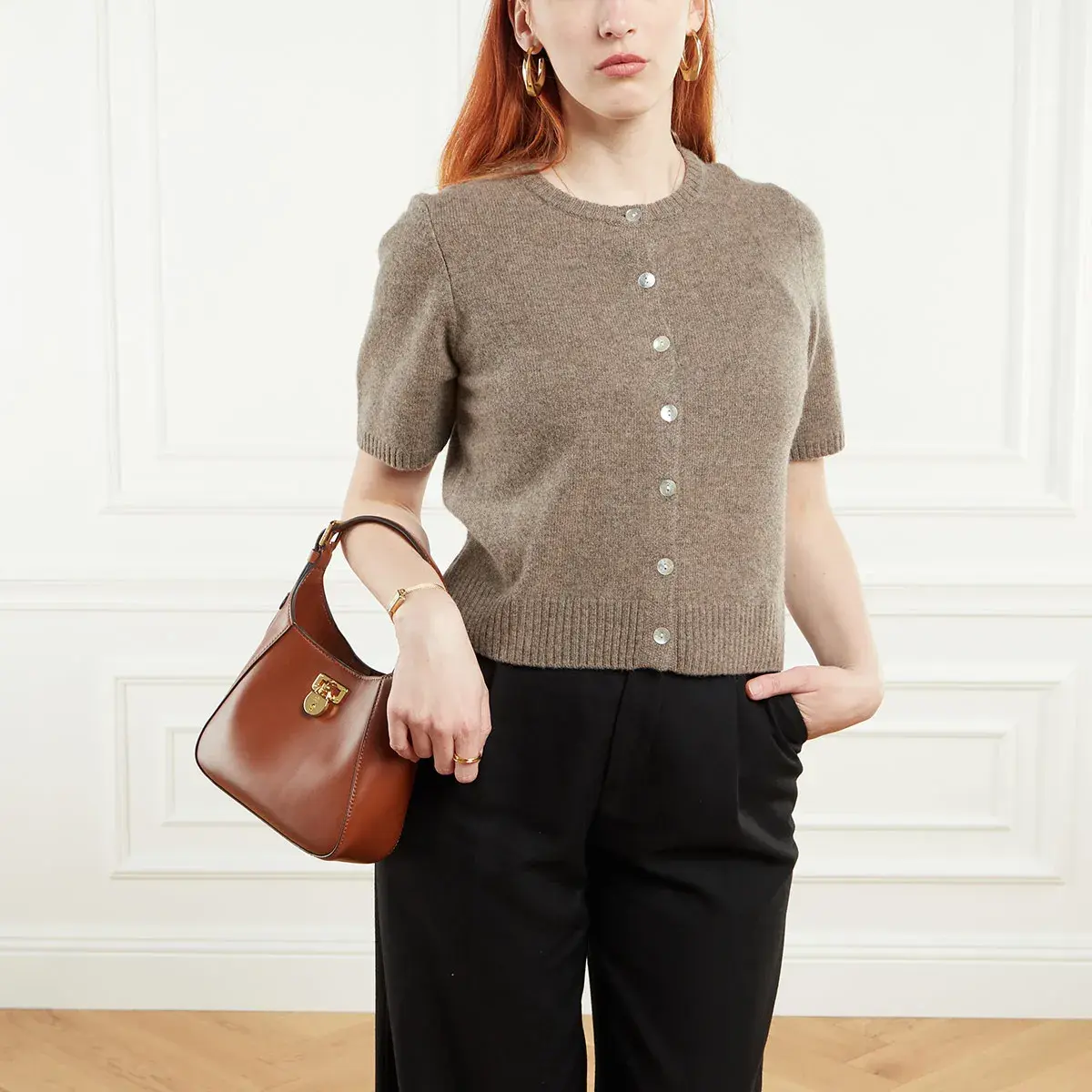 Leder Hobo Tasche mit Schloss-Detail