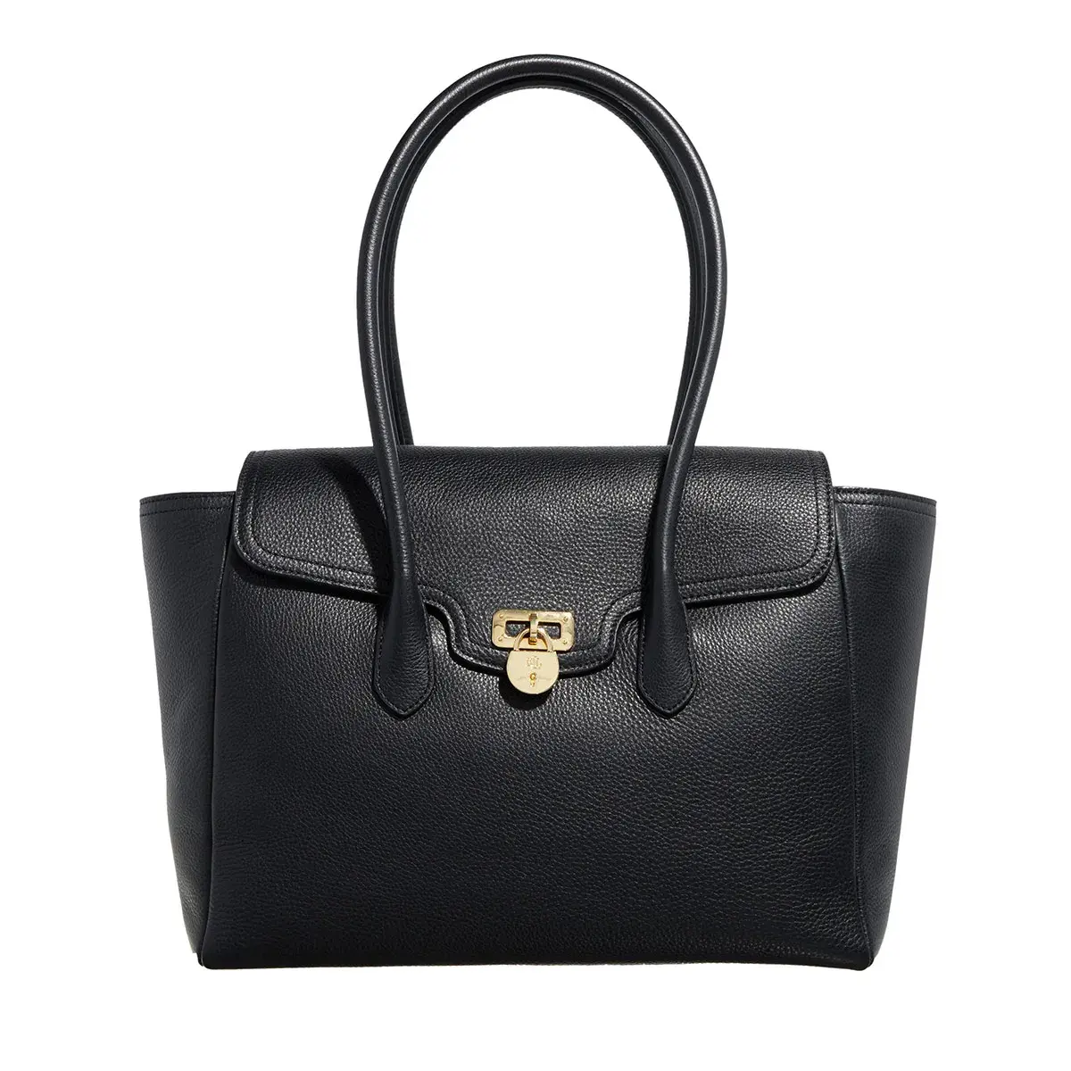 Strukturierte Leder Satchel mit Schloss