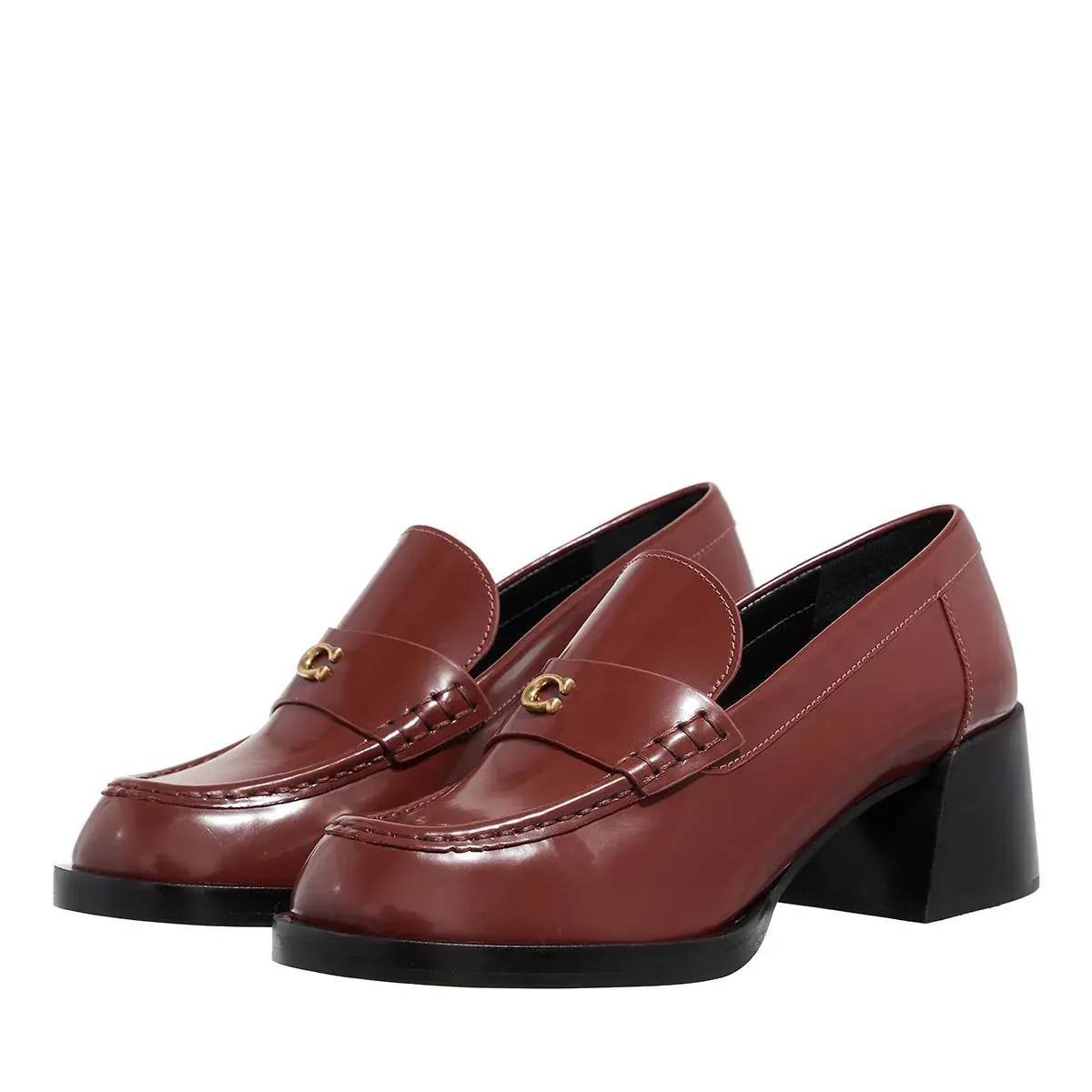 Klassische Leder Loafer mit Blockabsatz