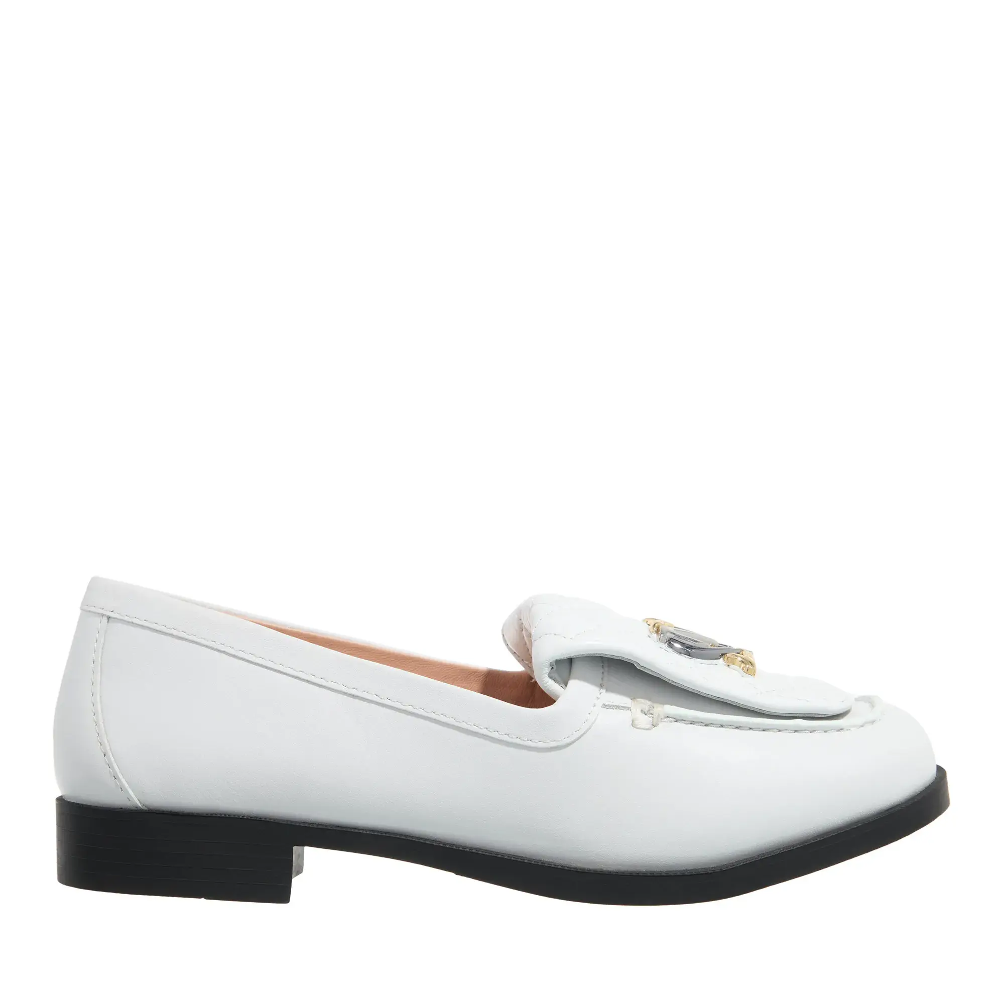 Weiße Leder-Slipper mit Emblem