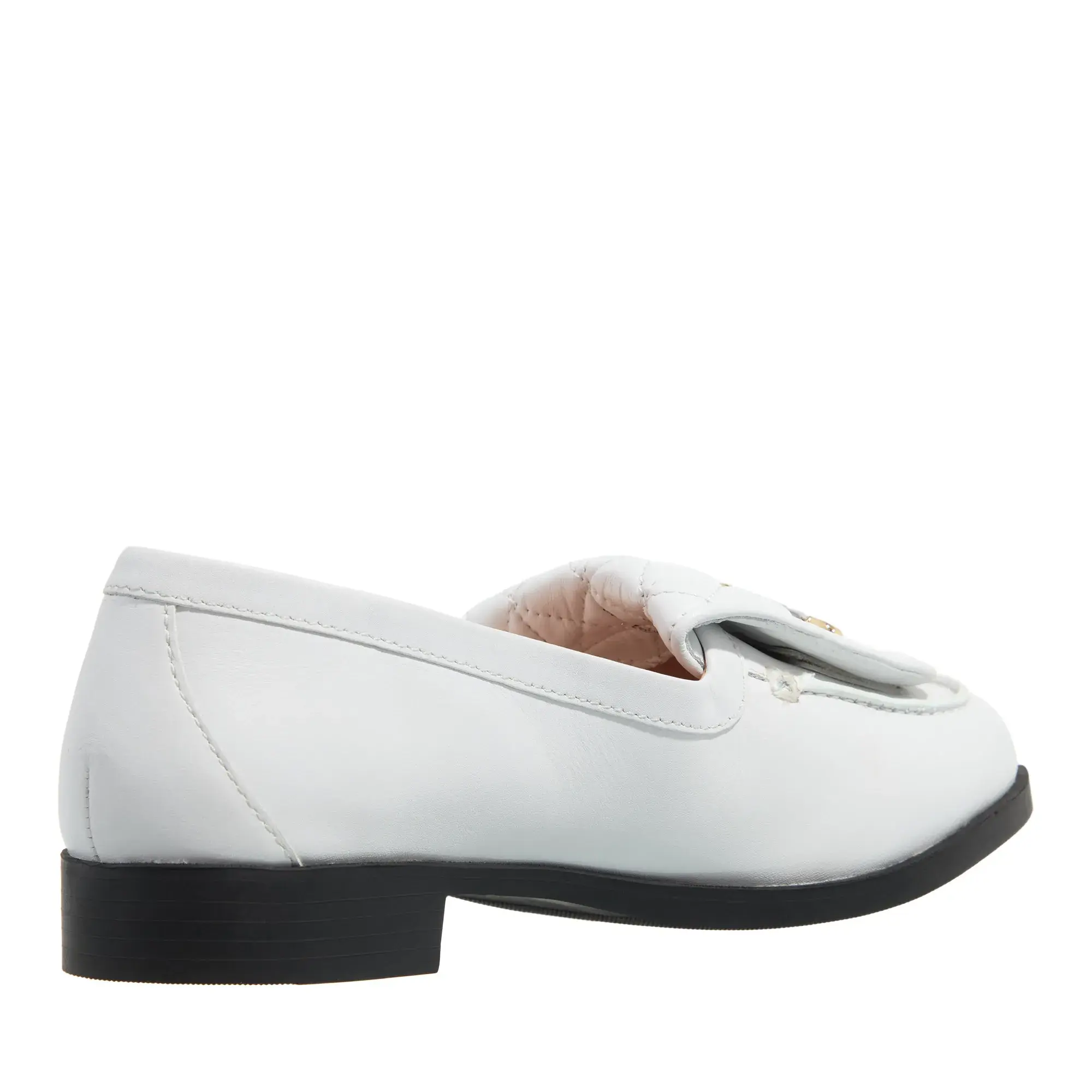 Weiße Leder-Slipper mit Emblem