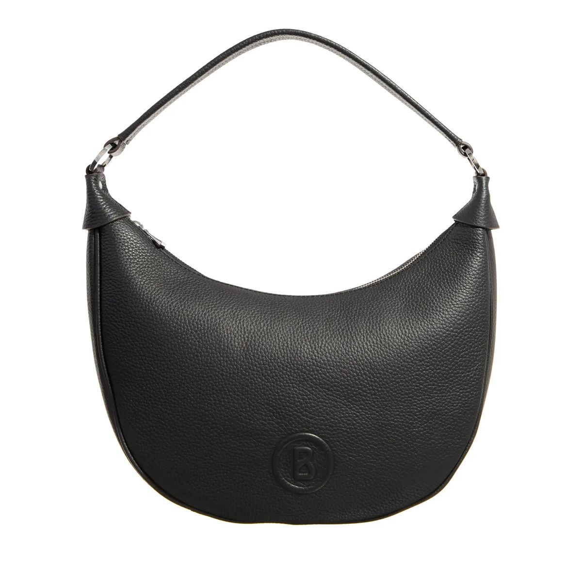Schwarze Halbmond-Hobo-Tasche aus Leder