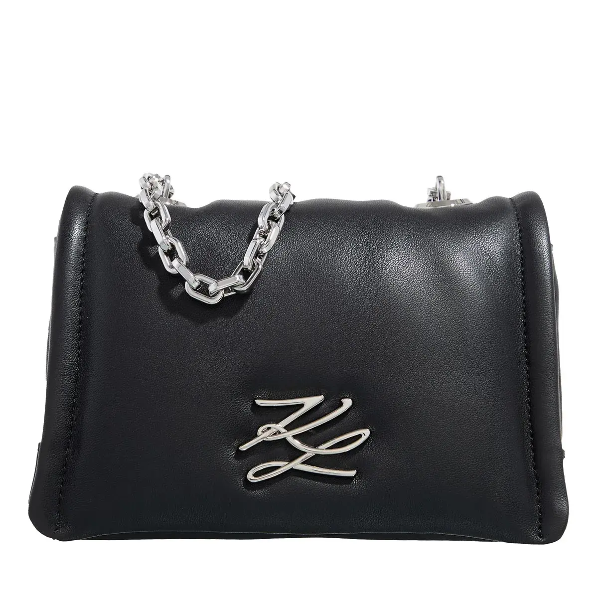 Gesteppte Leder-Crossbody-Tasche mit Kette