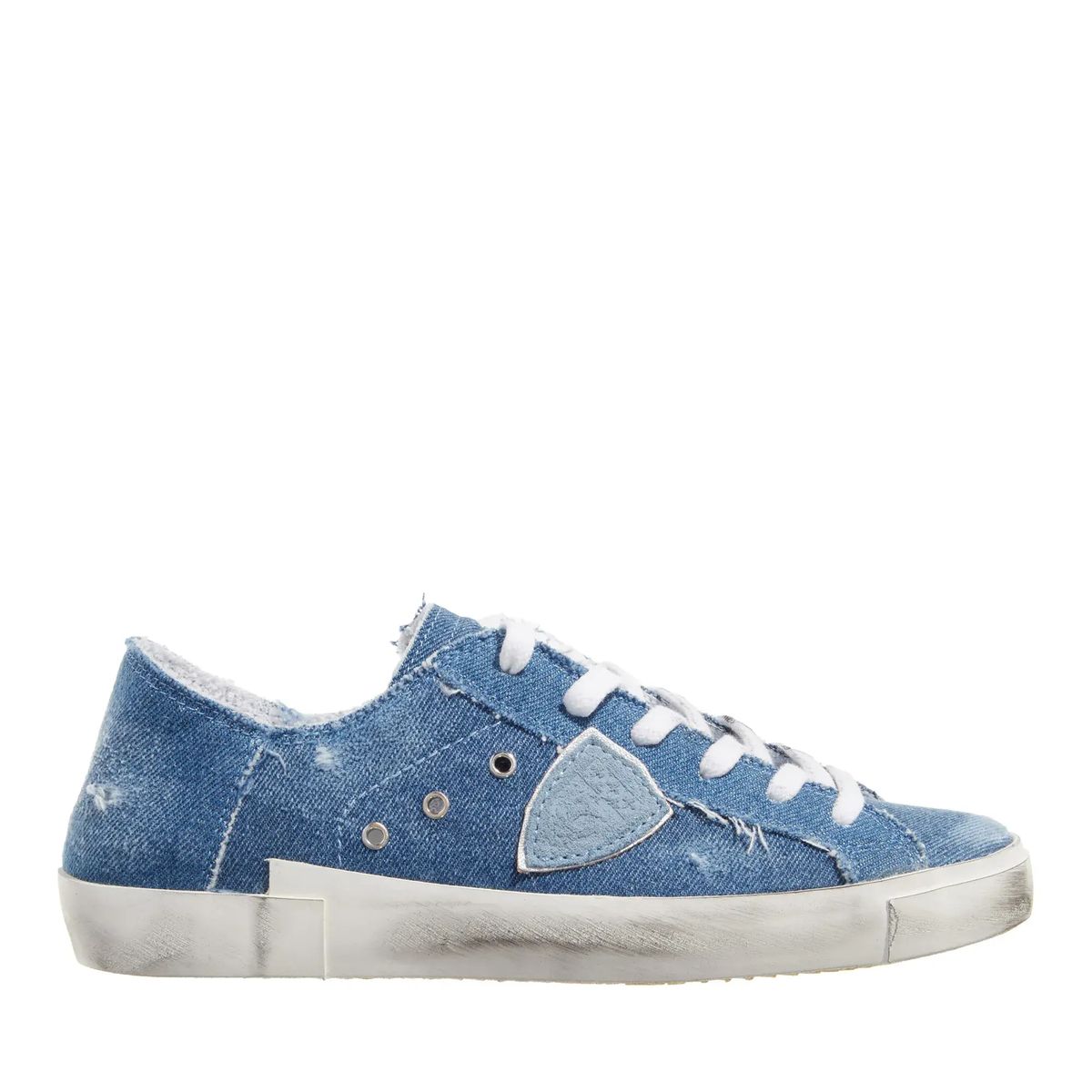Low-Top Sneakers aus Denim im Used-Look