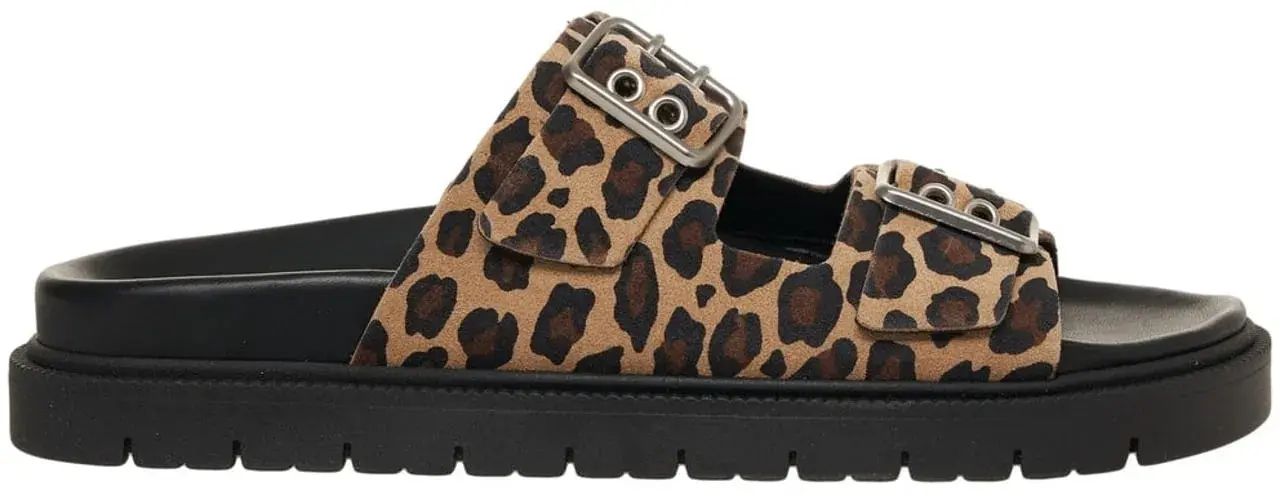Sandalen mit Leopardenmuster und Schnallen