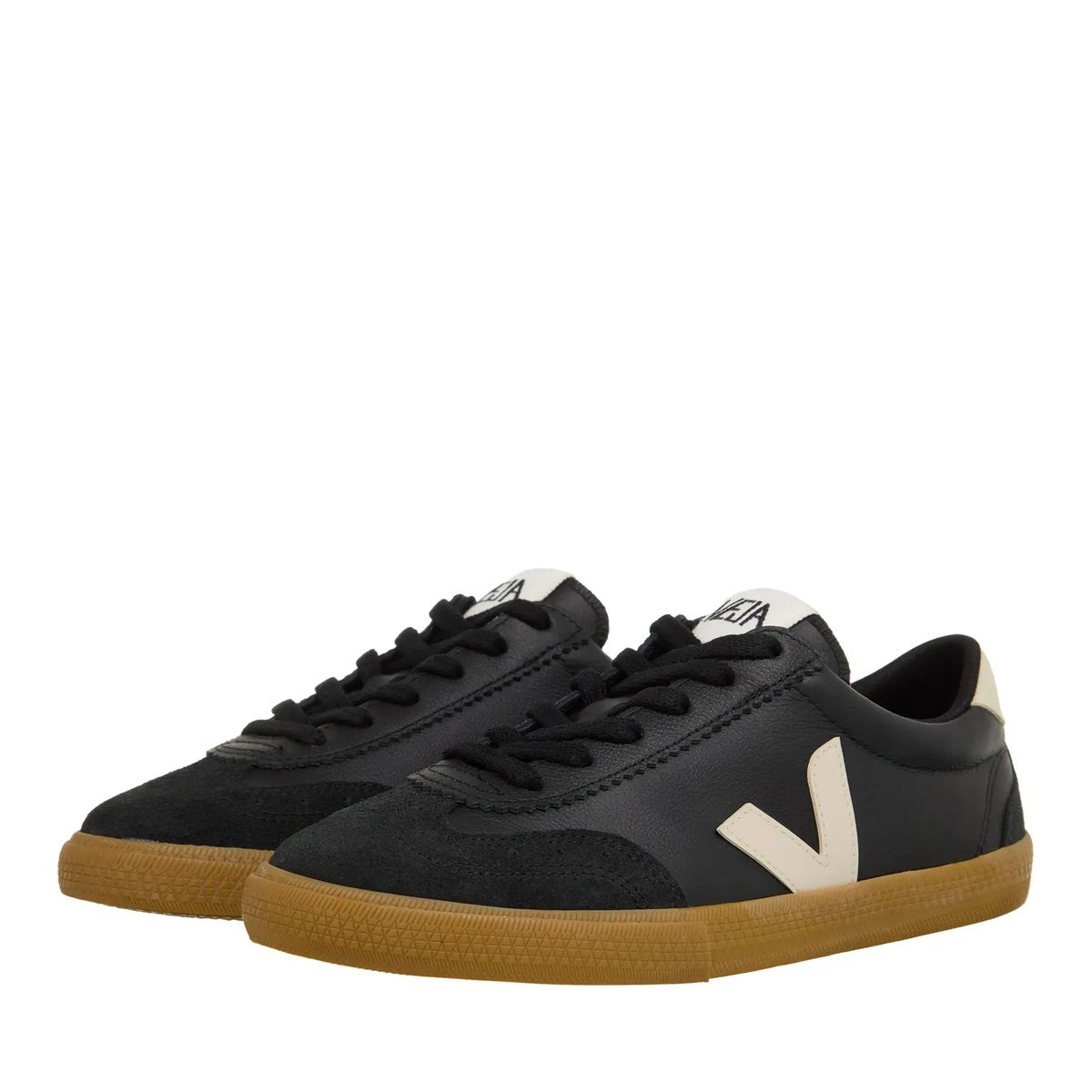 Low-Top Leder Sneaker mit Wildlederdetails