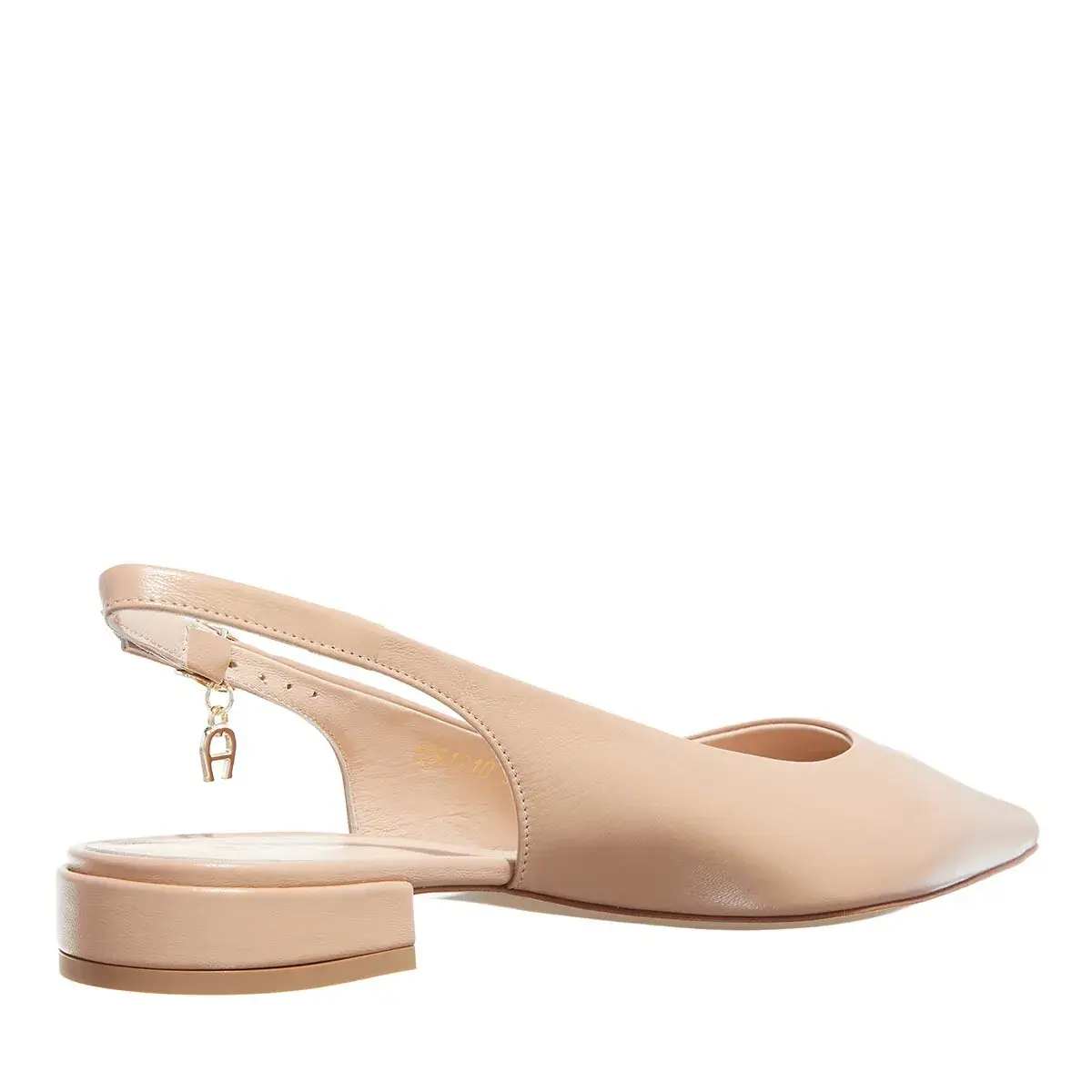 Spitz zulaufende Slingback Ballerinas mit Anhänger