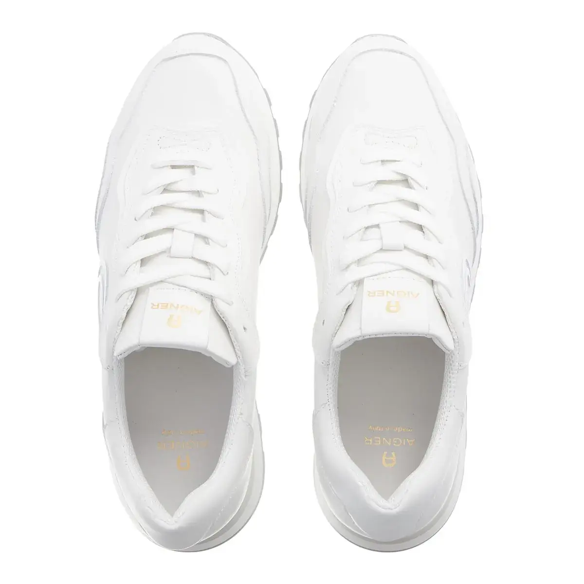 Weißer Leder-Low-Top-Fashion-Sneaker