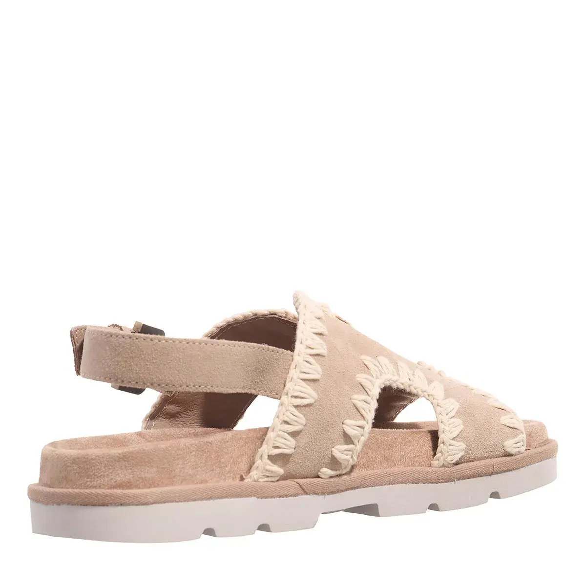 Beige Wildleder Sandale mit Fersenriemen