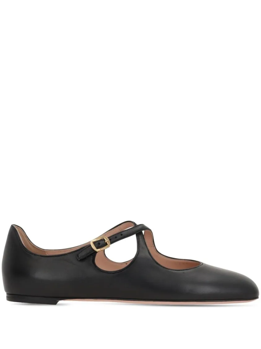 Elegante Mary Jane Ballerinas aus schwarzem Leder