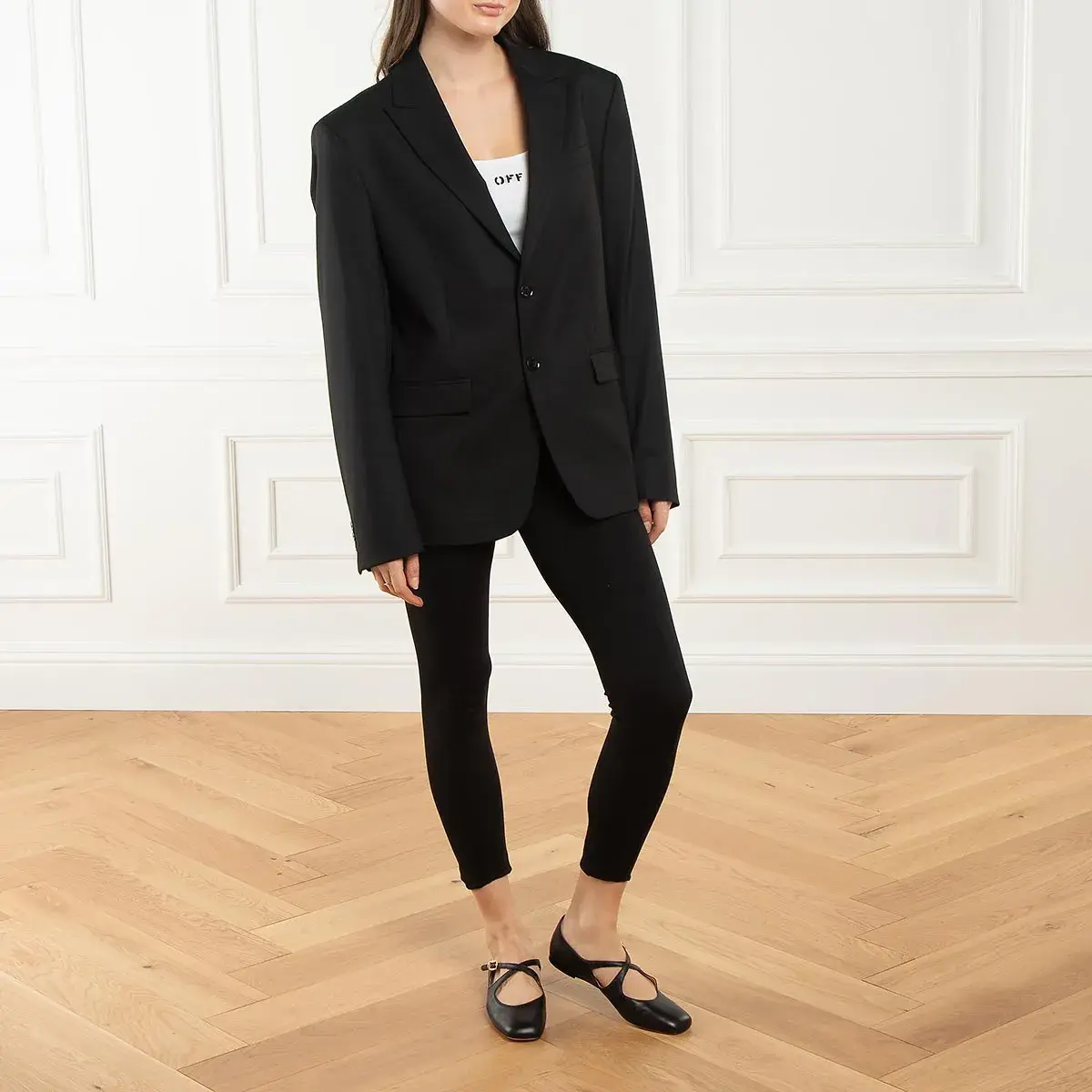 Elegante Mary Jane Ballerinas aus schwarzem Leder