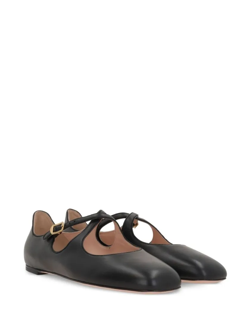 Elegante Mary Jane Ballerinas aus schwarzem Leder