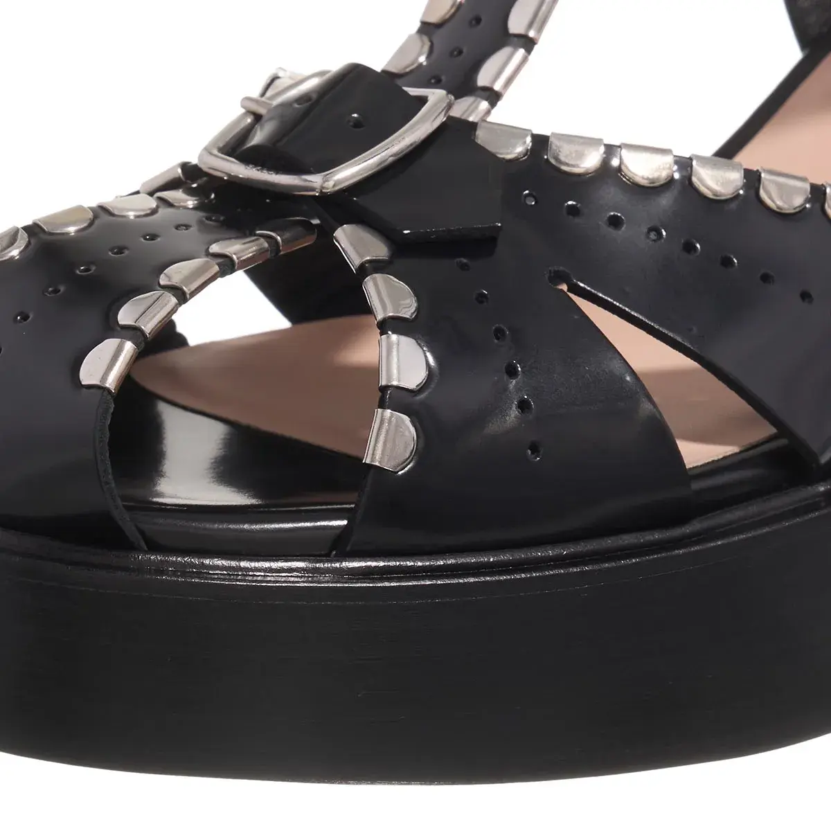 Schwarze Cage Sandalen mit Plateauabsatz